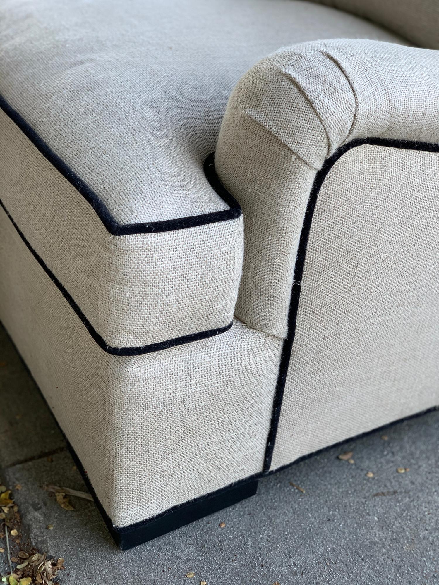 Mid-Century Modern Beautiful Oversize Armchair in Cream Cotton Mix Upholstery