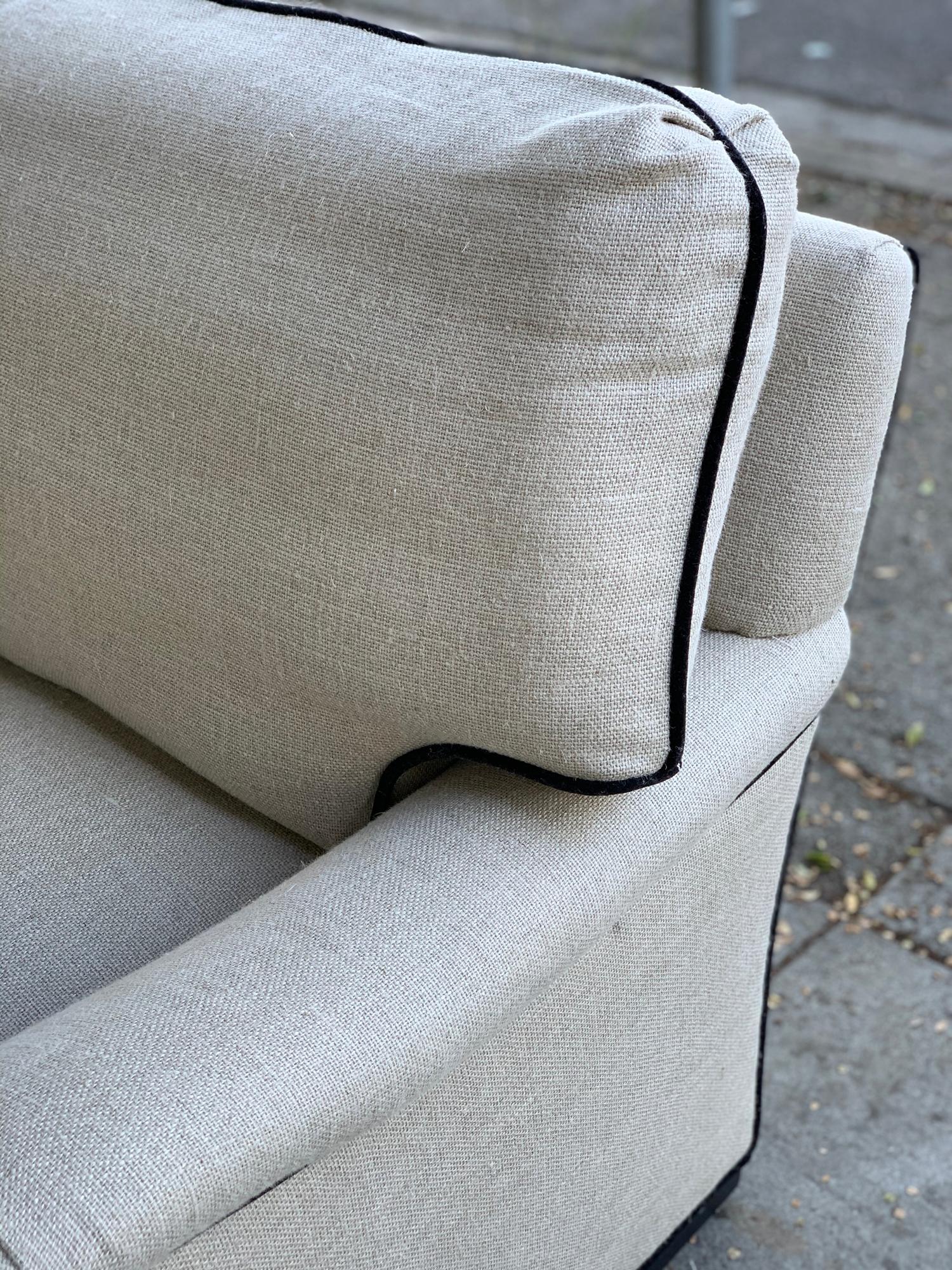 American Beautiful Oversize Armchair in Cream Cotton Mix Upholstery