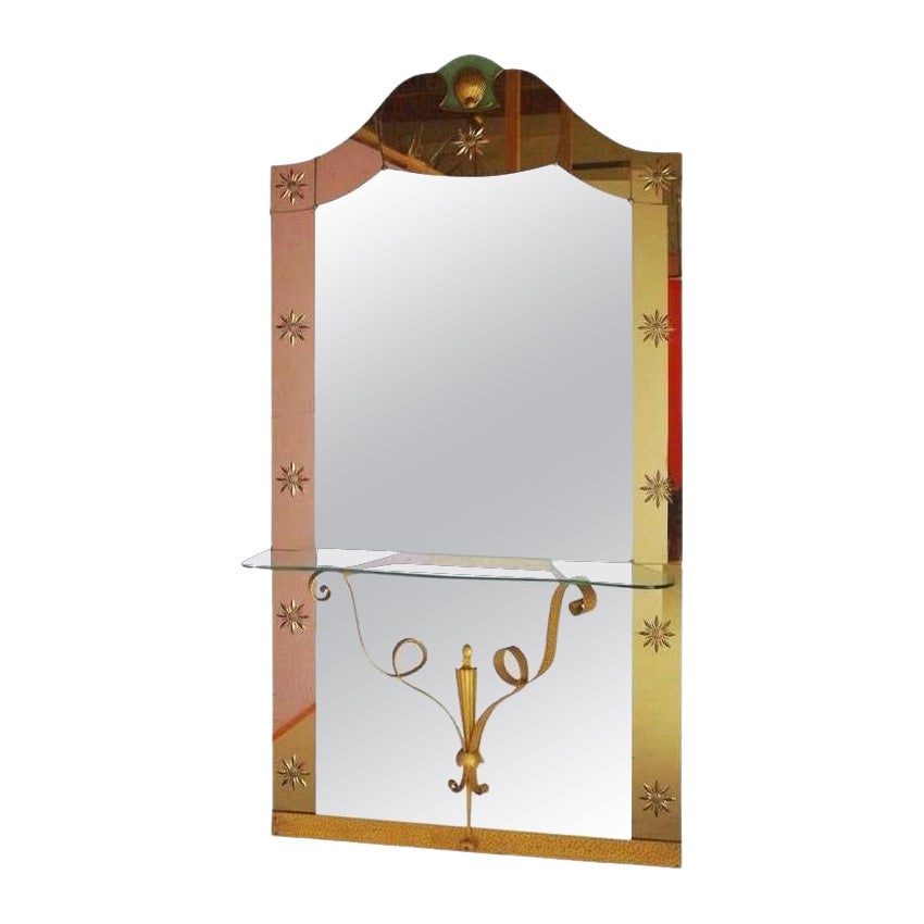 Beautiful Oversized Italian Art Deco Console Mirror by Pier Luigi Colli, 1950s