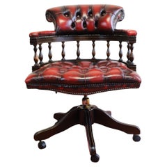 Retro Beautiful Ox Blood Red Chesterfield Captain Chair
