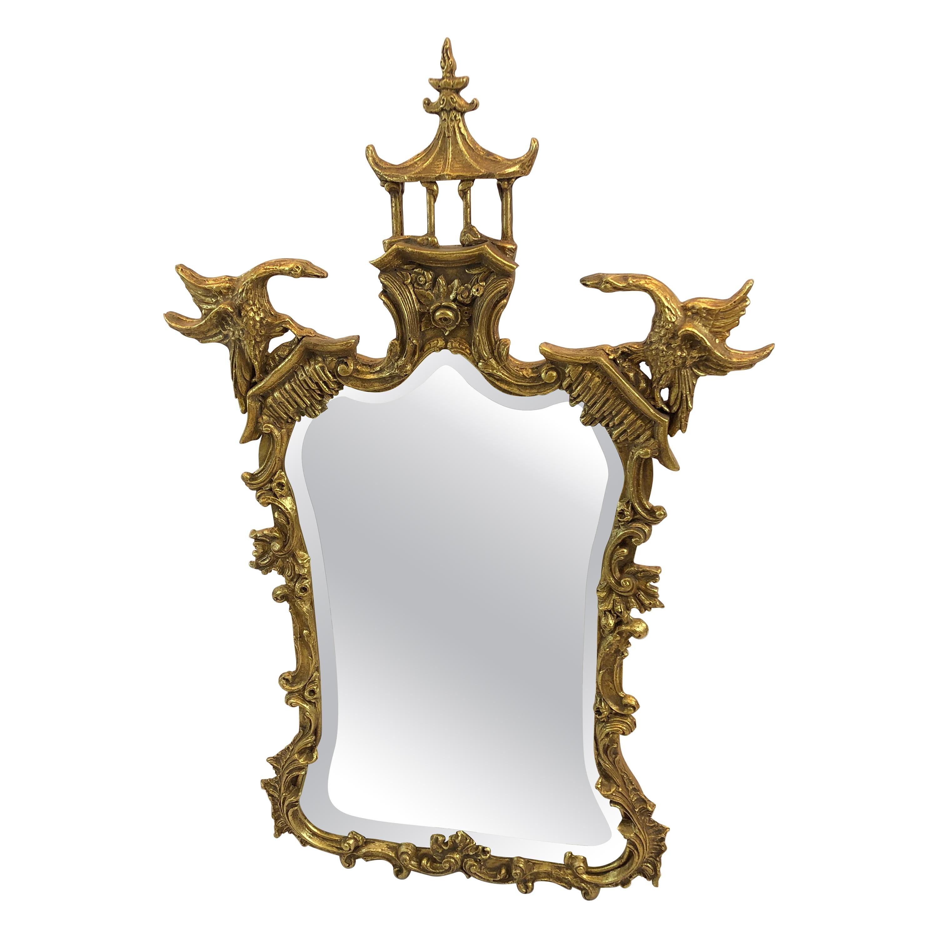 Beautiful Pagoda Asian Style Gold Leaf Mirror by Friedman Brothers
