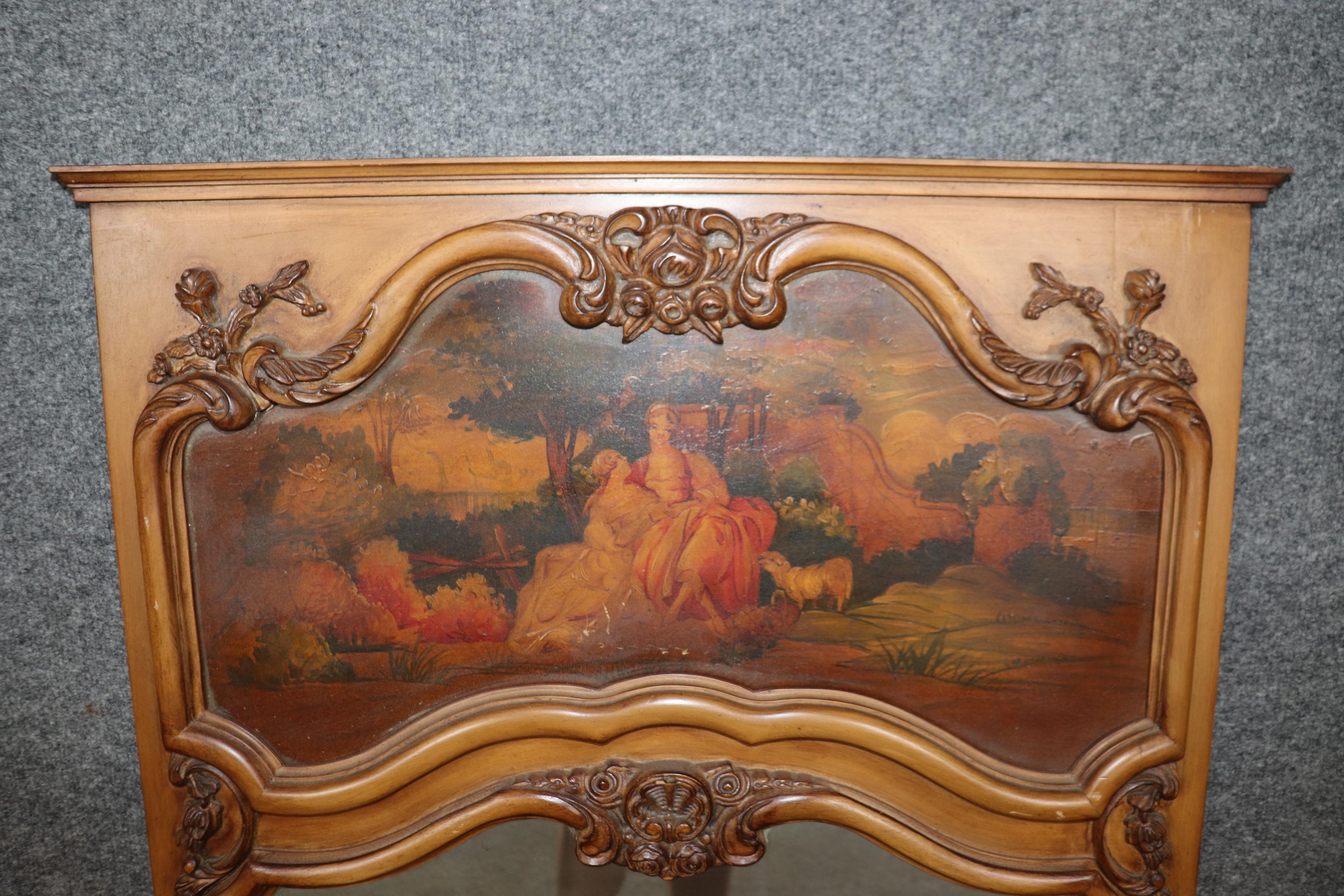 Noce Bellissimo specchio Trumeau francese in stile Luigi XV decorato con vernice in vendita