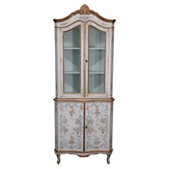 Beautiful Paint Decorated Venetian Italian Corner Cabinet, Circa 1920