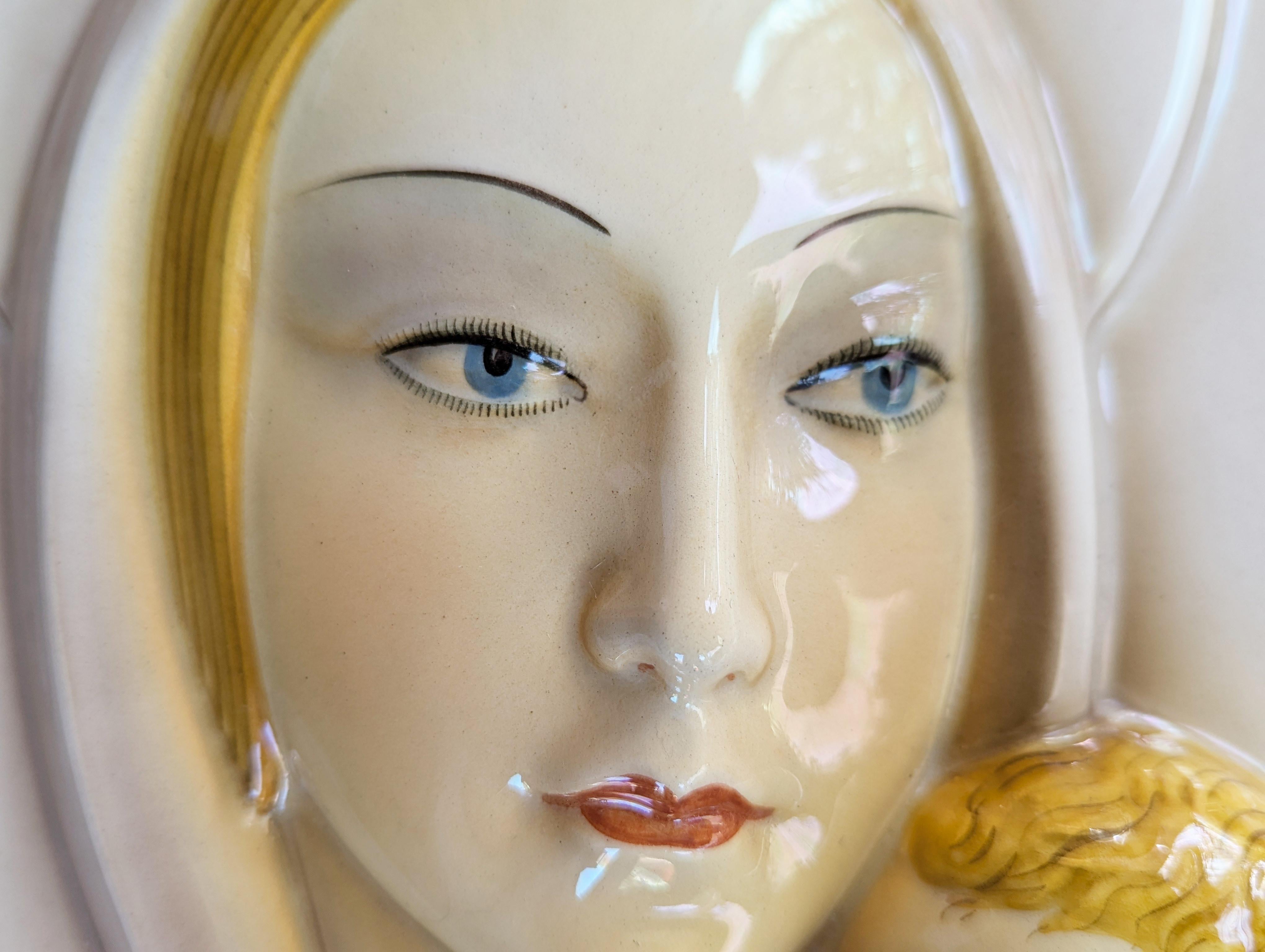 Fatto a mano Bellissimo dipinto  Pannello Madonna con bambino del 1940 di Carraresi Lucchesi in vendita