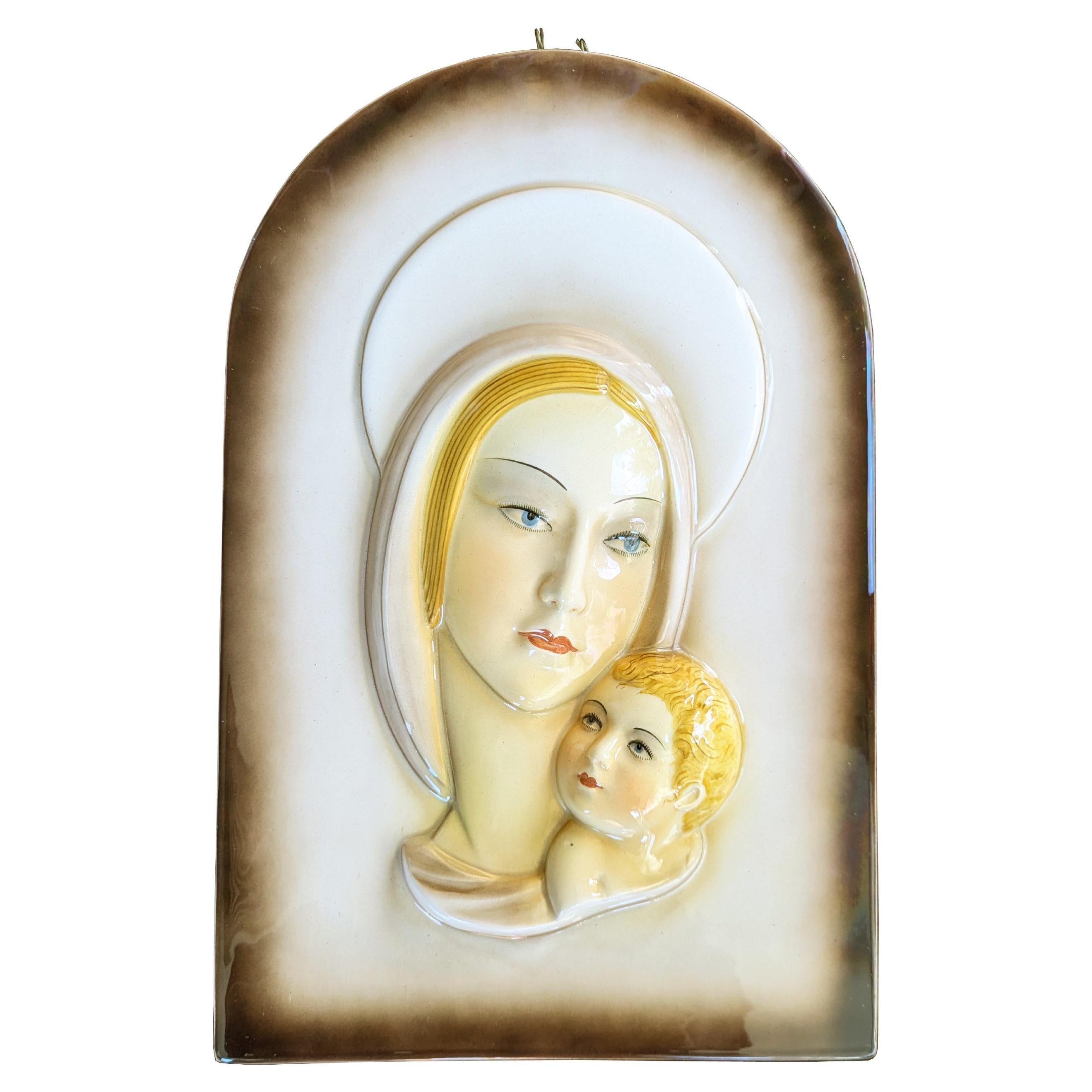 Bellissimo dipinto  Pannello Madonna con bambino del 1940 di Carraresi Lucchesi