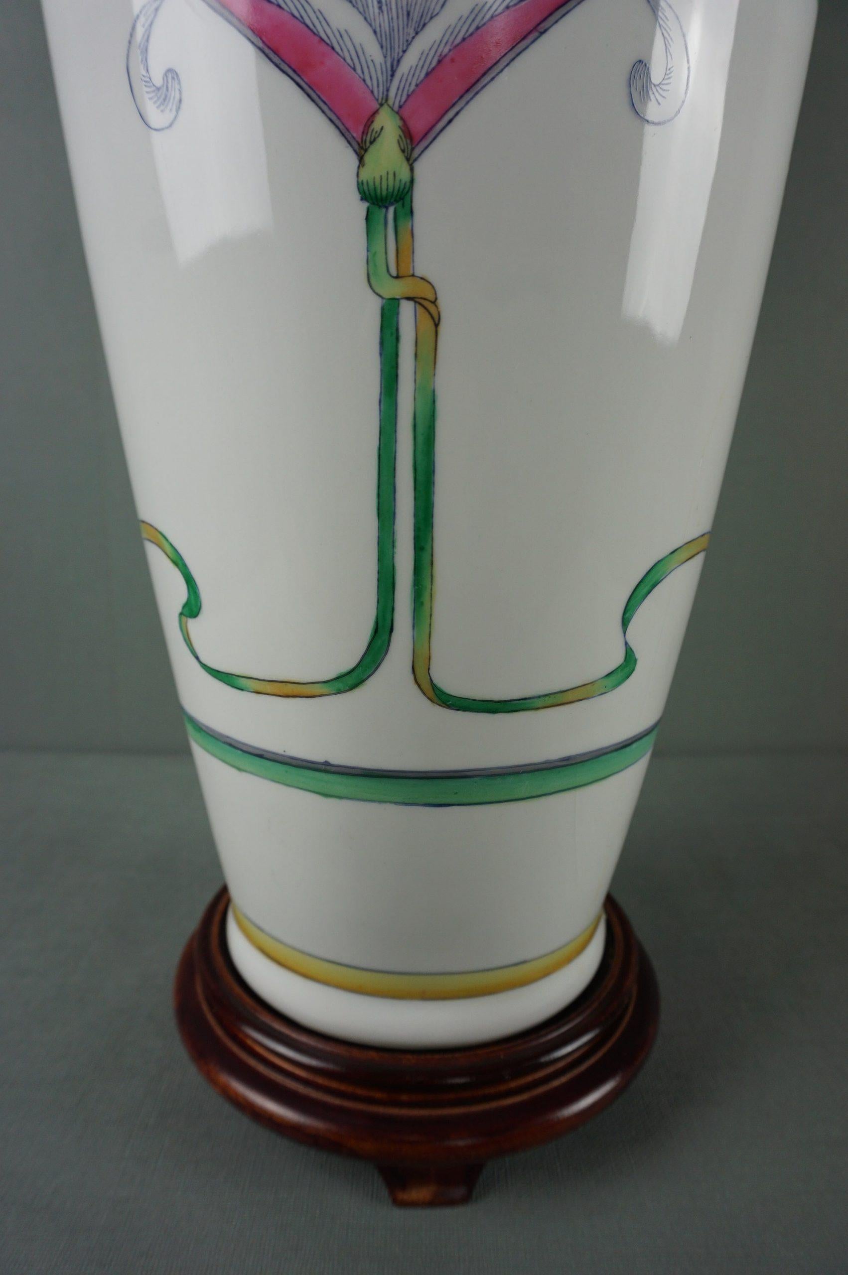 Magnifique lampe de table en céramique blanche peinte en vente 1