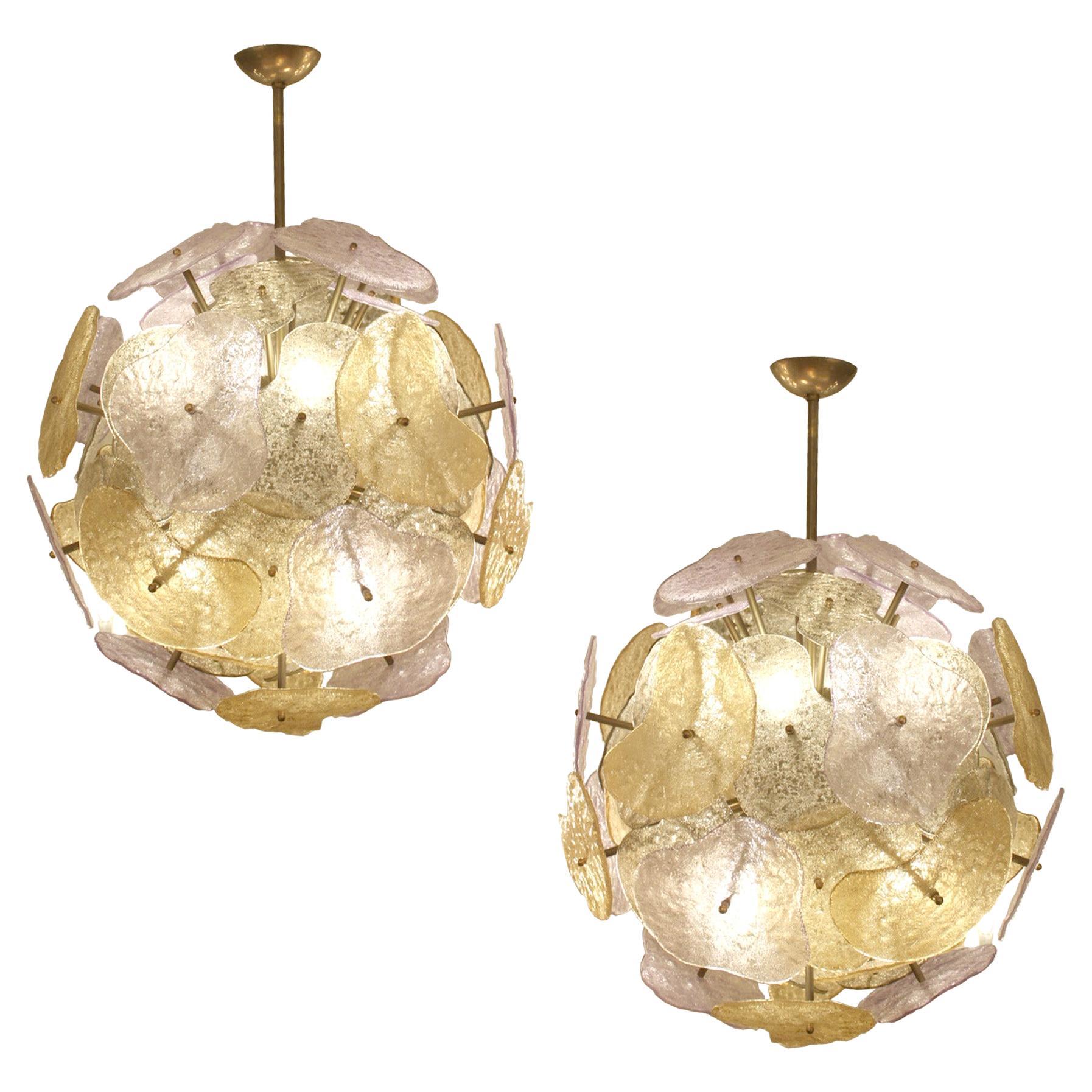 Beautiful Pair 1960s Vintage Italian Murano Chandeliers