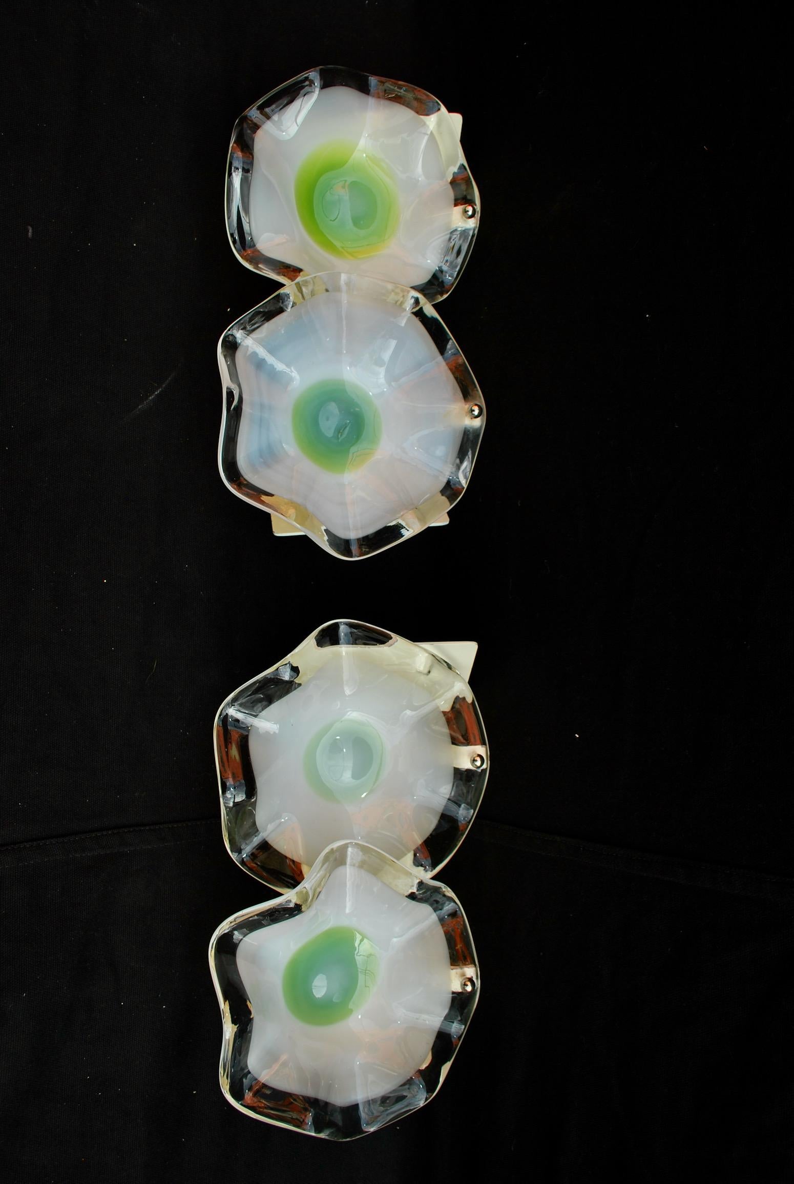 Hand-Crafted Beautiful Pair 1970's of Murano sconces For Sale