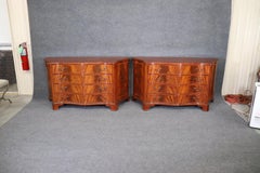 Beautiful Pair Flame Mahogany Serpentine Front Sheraton Style Dressers Commodes