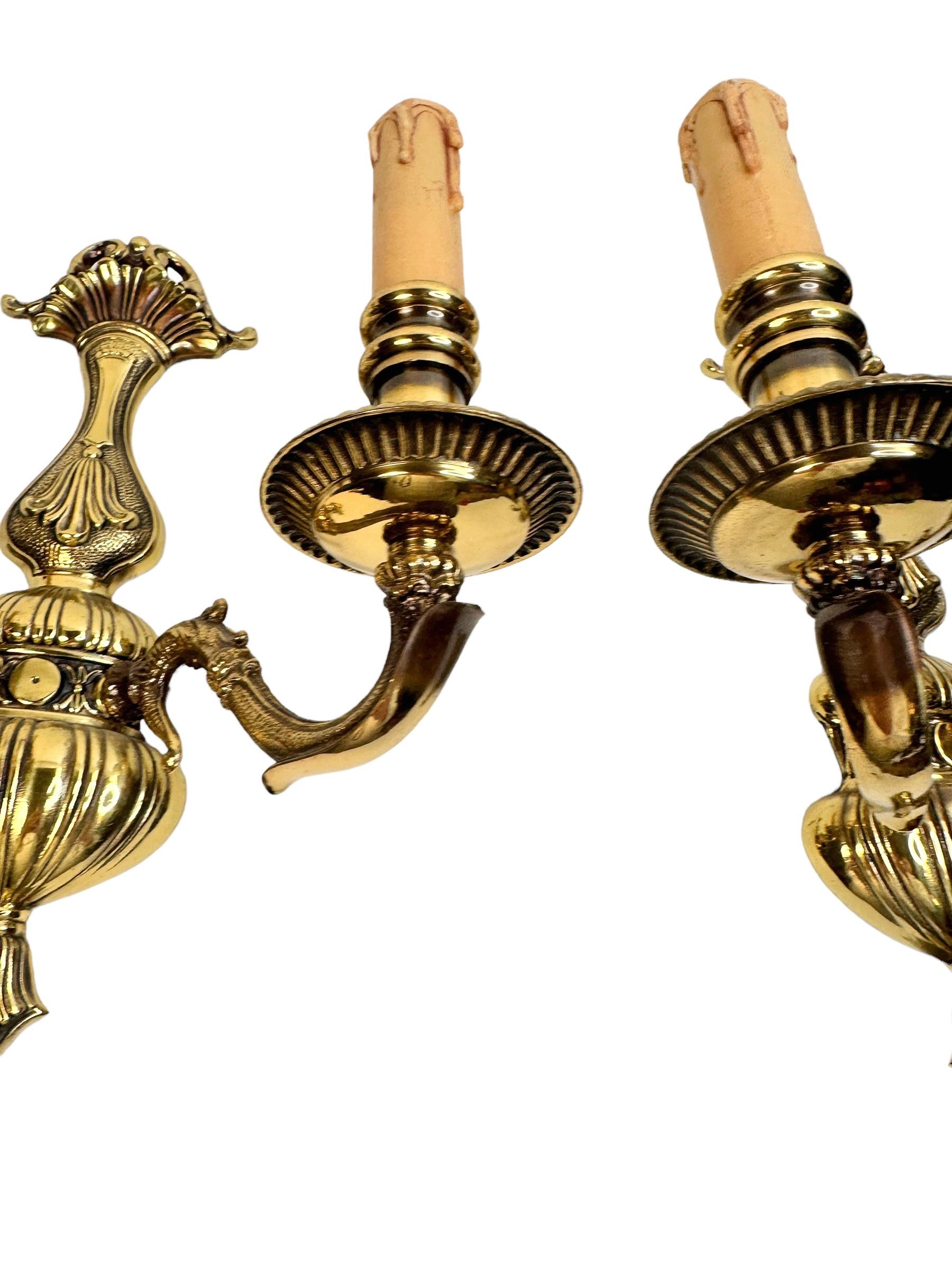 Beautiful Pair Hollywood Regency Two-Light Wall Sconces, Vintage, German, 1960s For Sale 10