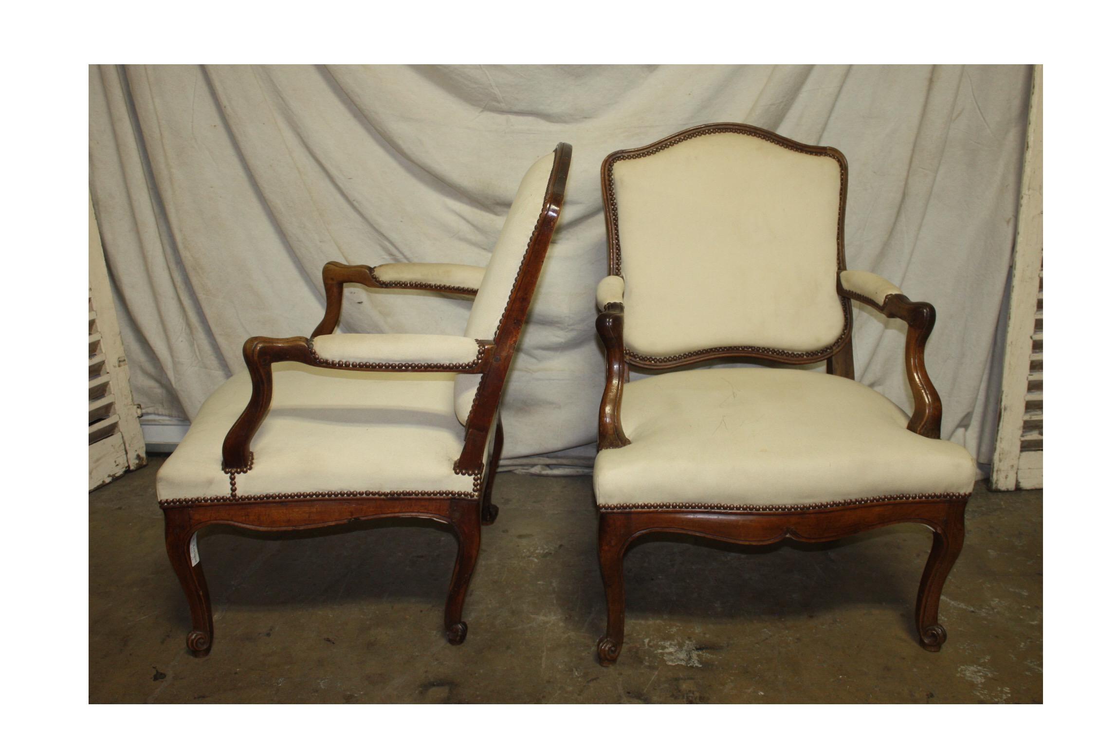 Louis XV Beautiful Pair of 18th Century French Armchairs