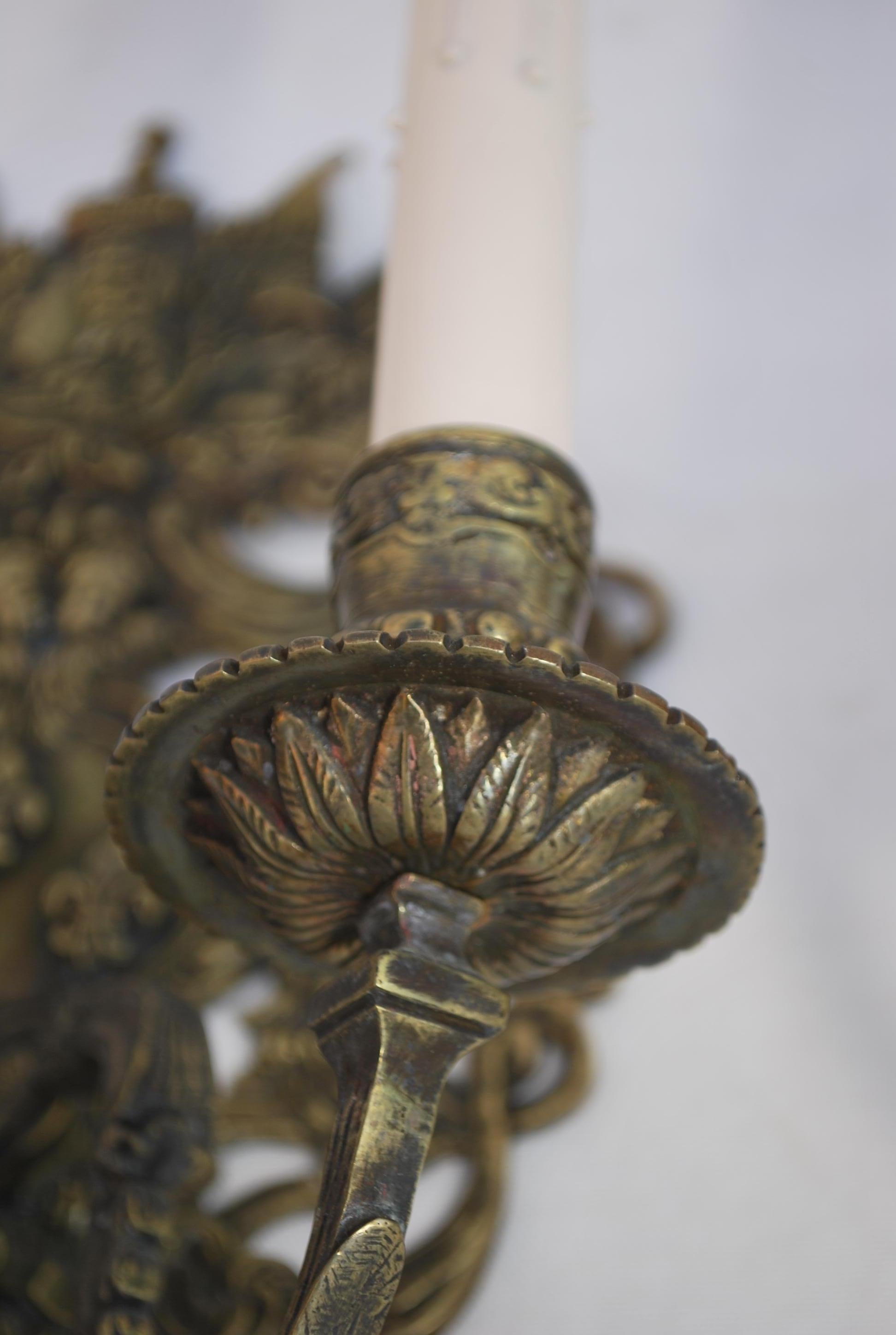 Late 19th Century Beautiful Pair of 19 th Century French bronze sconces For Sale