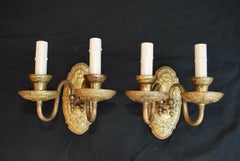 Beautiful Pair of 1920s Brass Sconces
