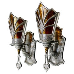 Antique Beautiful Pair of 1920's Sconces