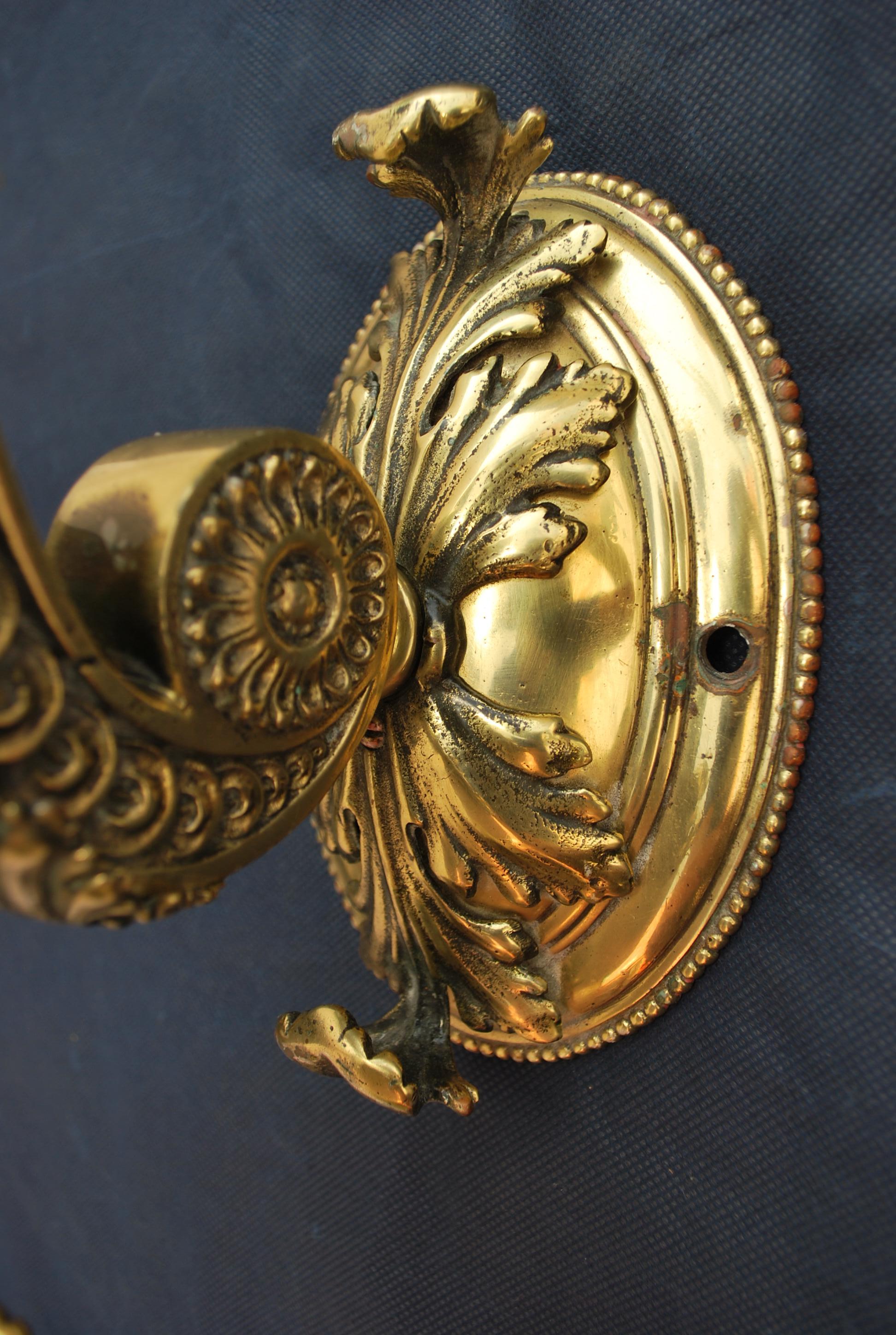 American Beautiful pair of 1920's solid Brass sconces For Sale