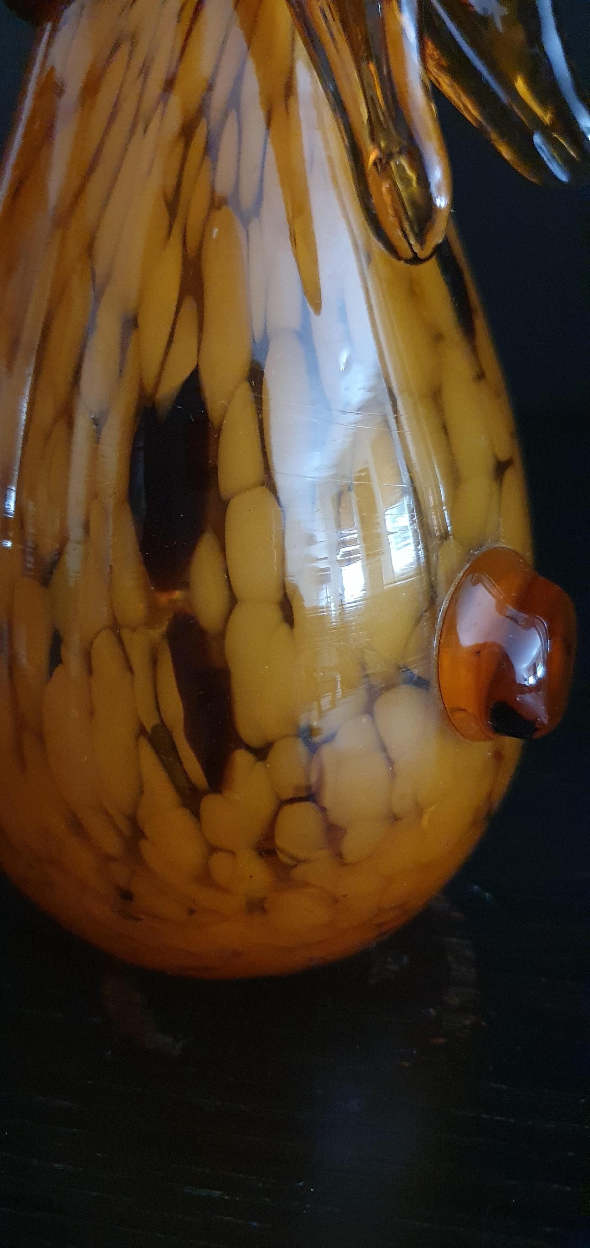 Bellissima coppia di coniglietti in vetro di Murano degli anni '50 in vetro ambra e vetro latteo in vendita 6