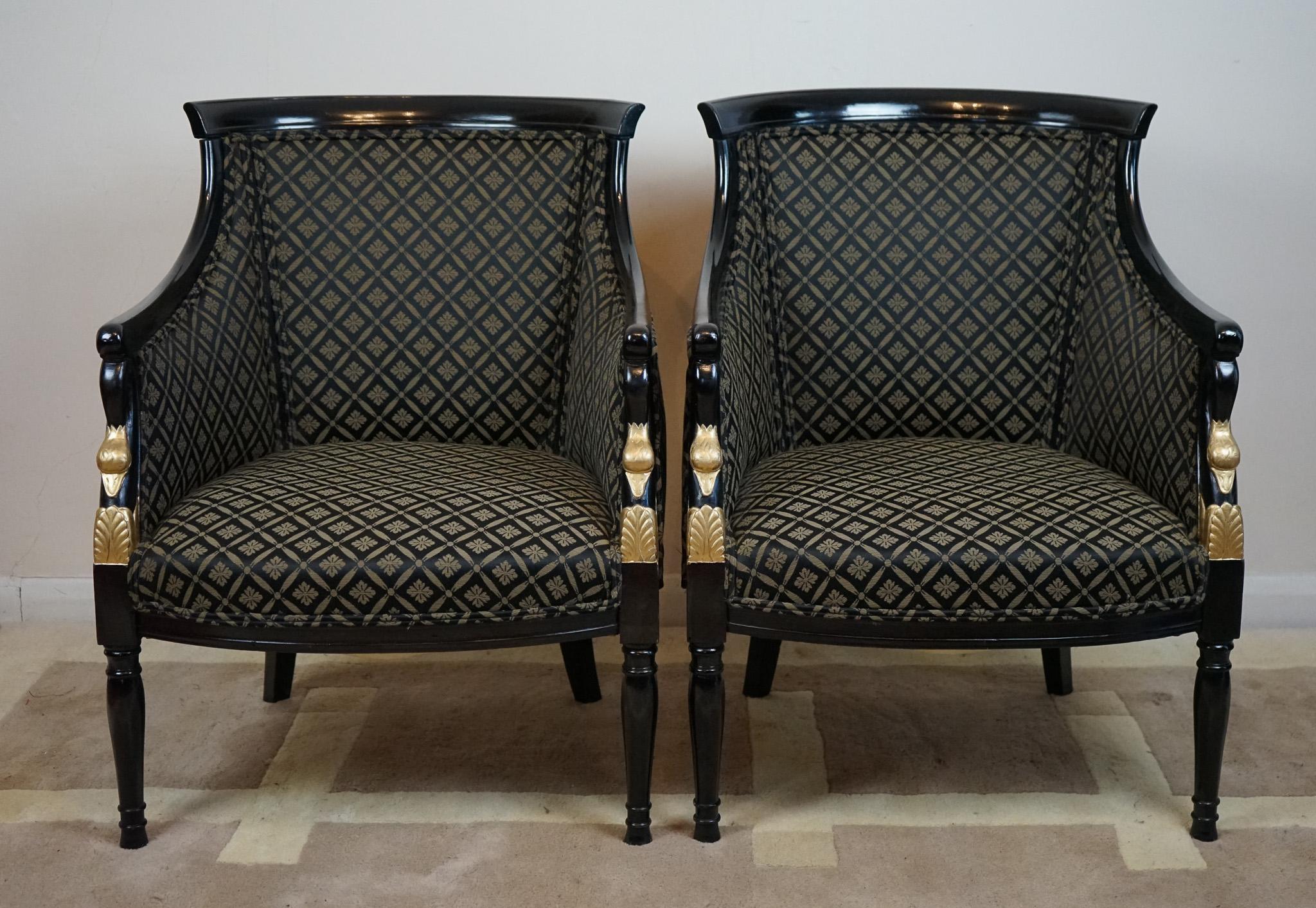 Néoclassique Magnifique paire de fauteuils danois du 19e siècle en vente