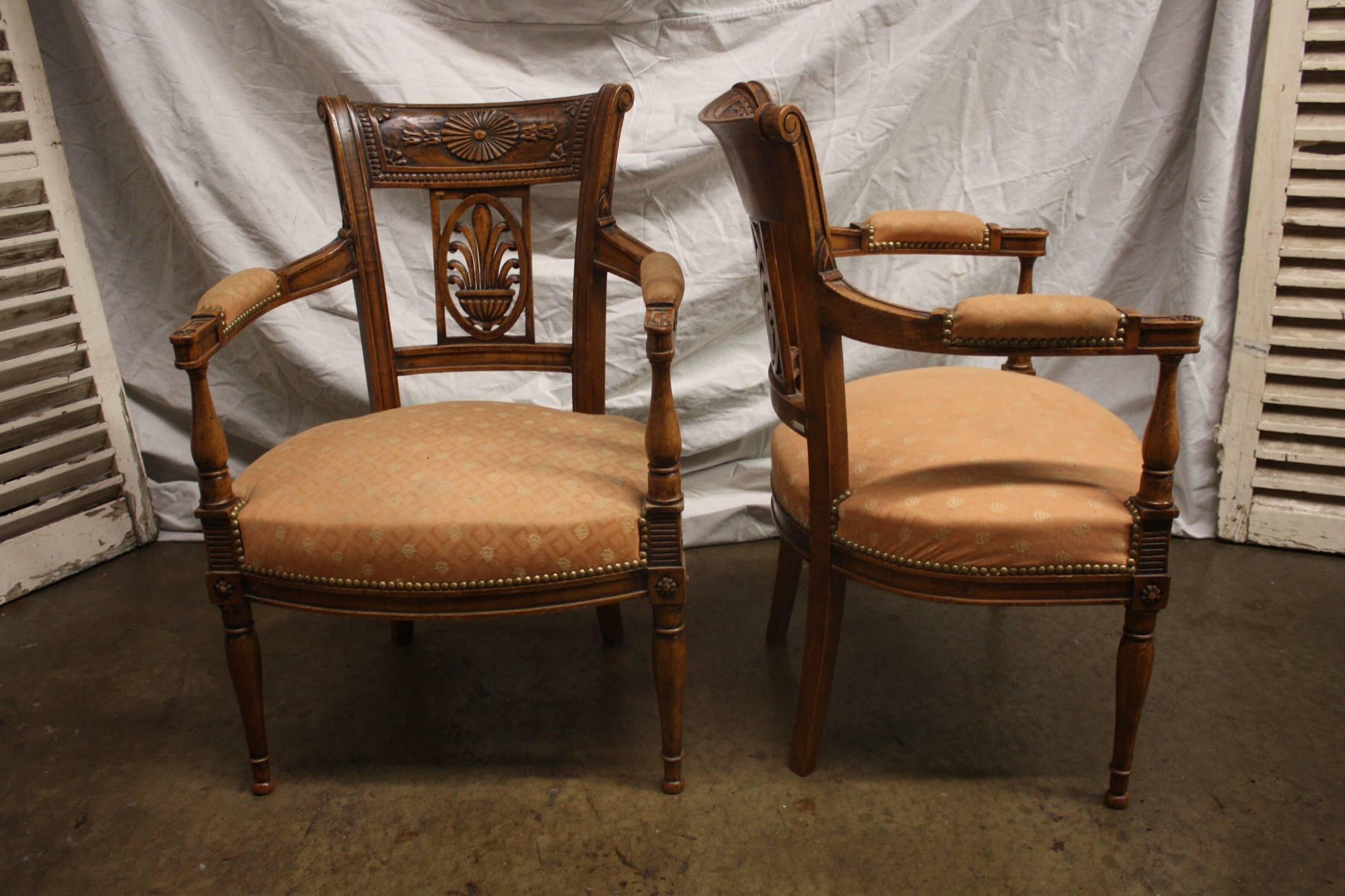 Beautiful pair of 19th century French armchairs.