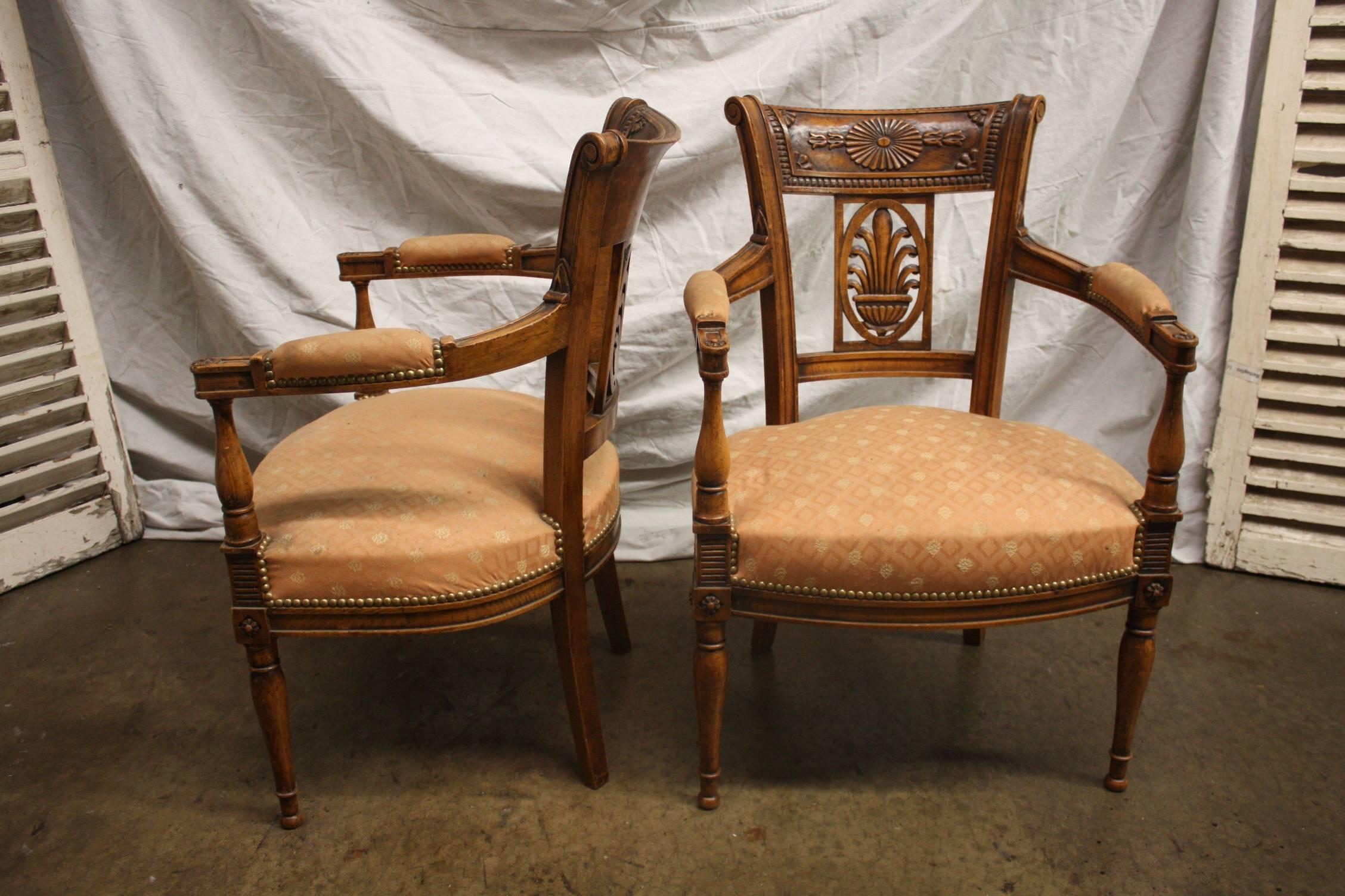 Directoire Beautiful Pair of 19th Century French Armchairs For Sale