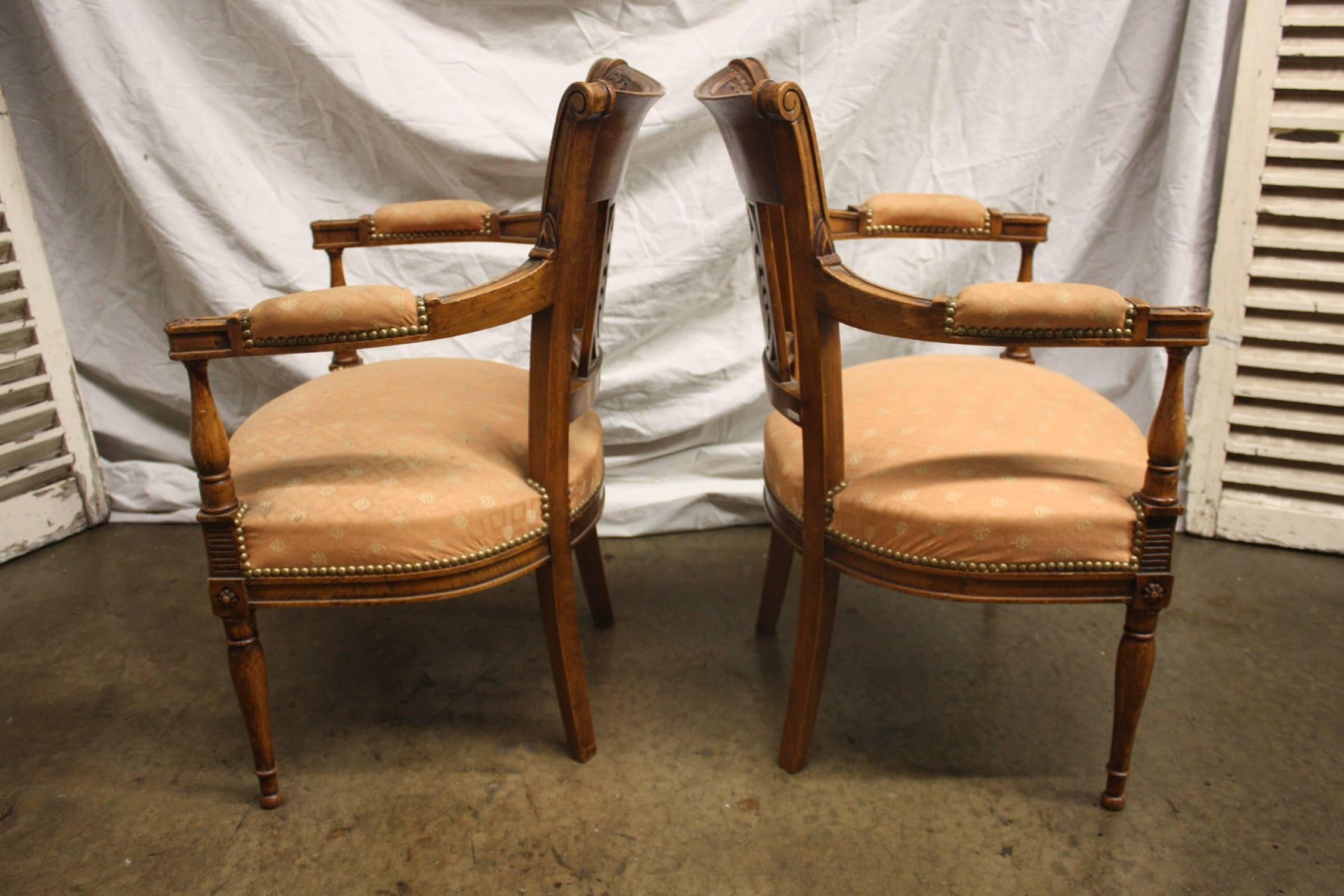 Beautiful Pair of 19th Century French Armchairs In Good Condition For Sale In Stockbridge, GA