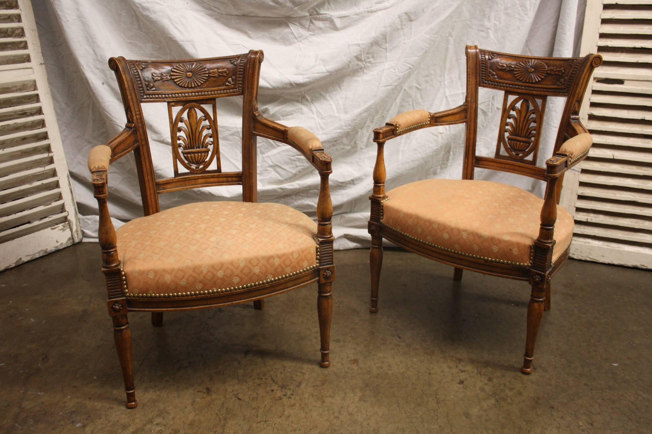 Beautiful Pair of 19th Century French Armchairs For Sale 2