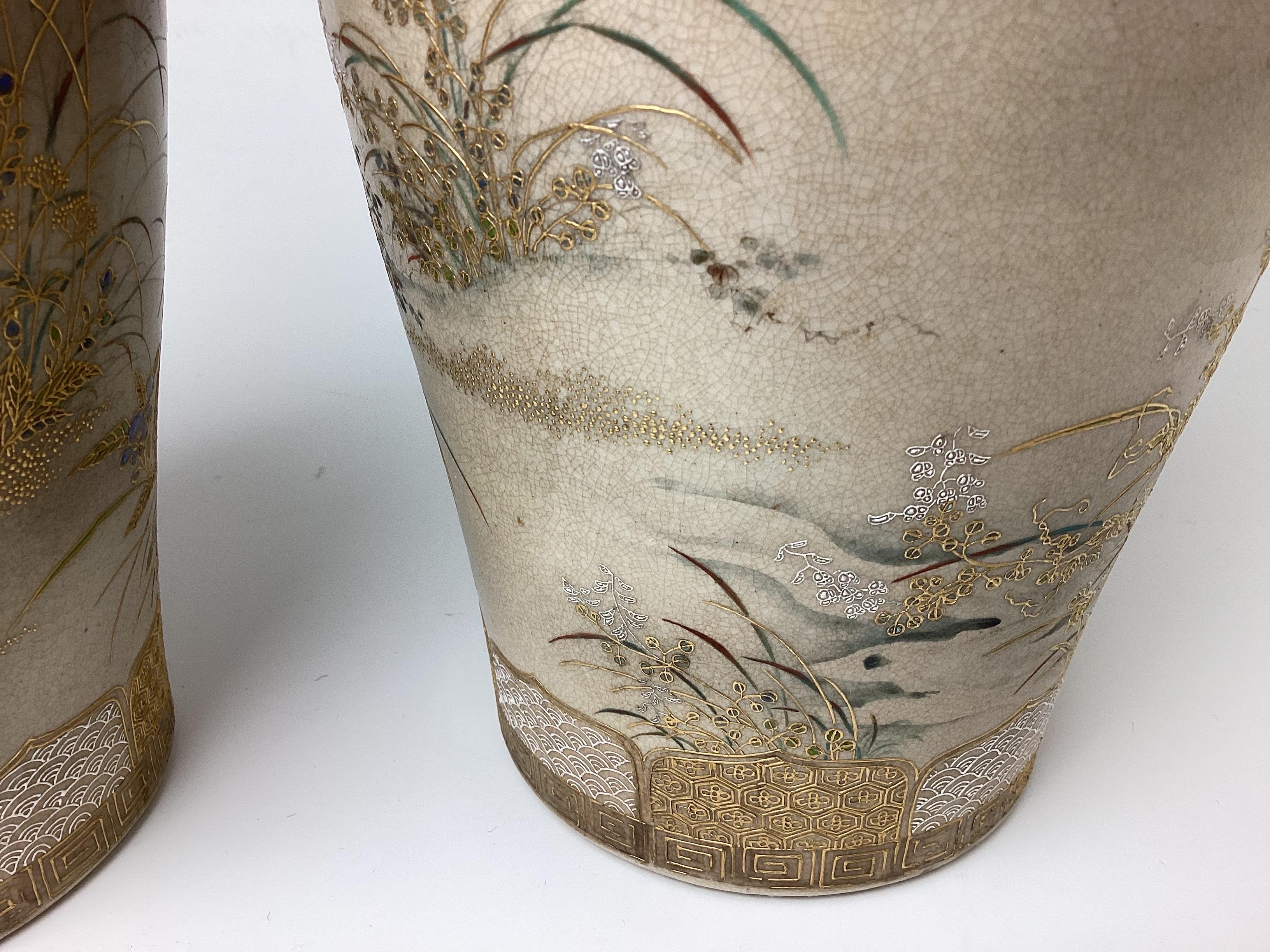 Beautiful Pair of 19th Century Japanese Satsuma Vases, Meiji Period 7