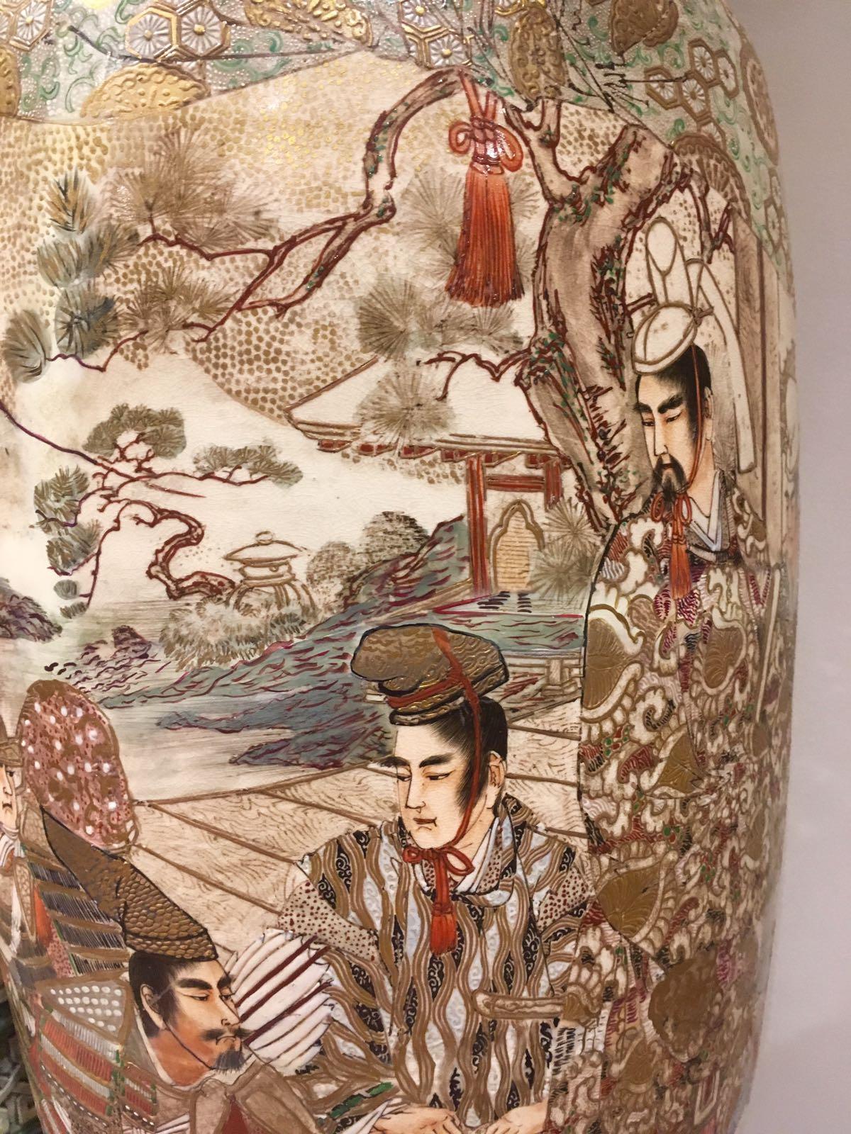 Ceramic Beautiful Pair of 19th Century Japanese Satsuma Vases, Meiji Period