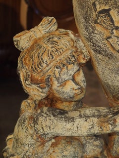 Beautiful Pair of Antique Cast Iron Figural Garden Urns