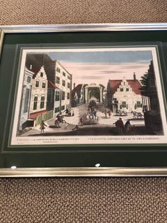 Beautiful Pair of Antique Silver Framed Green Matted Bookplate Etchings