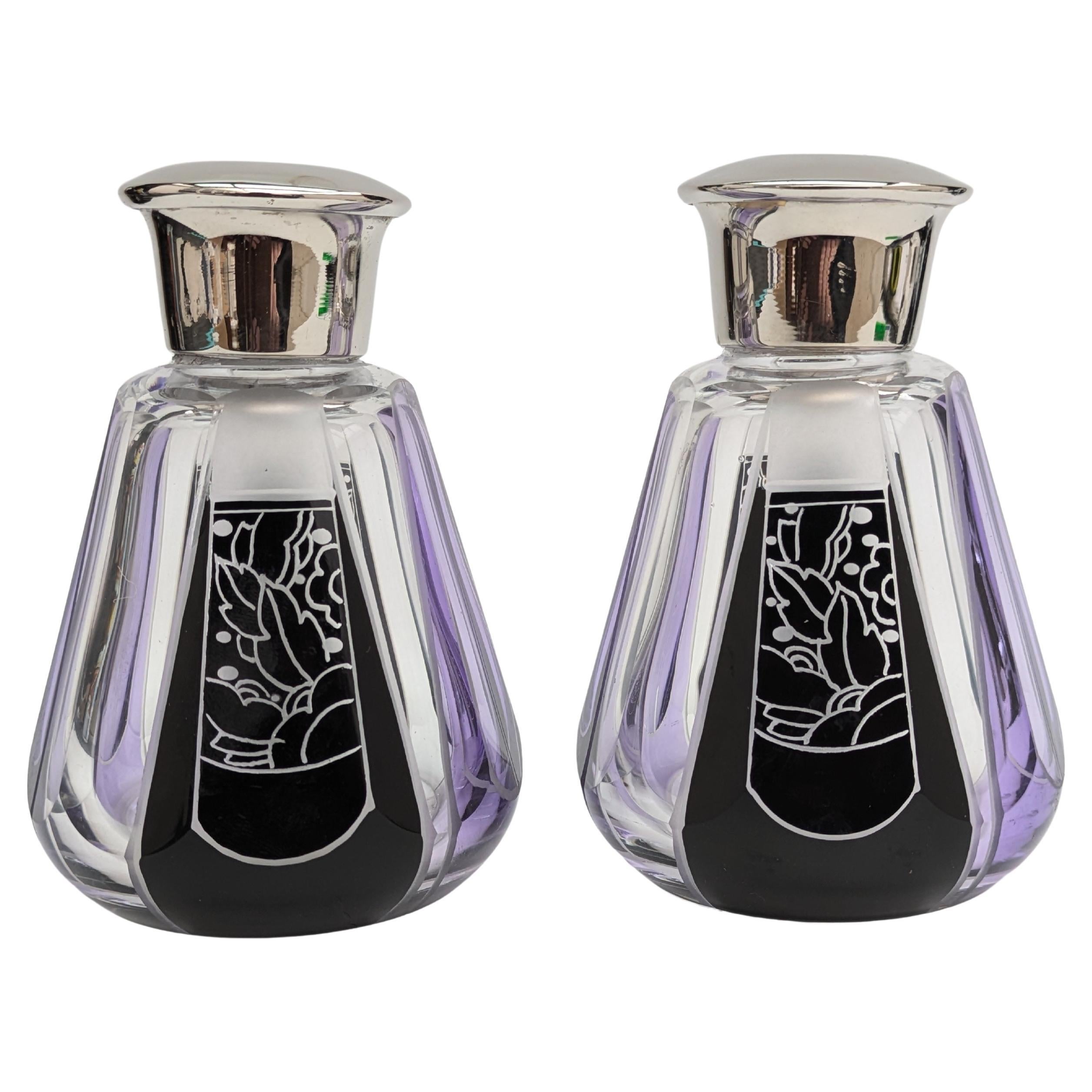 Precioso par de frascos de perfume Art Déco de Karl Palda