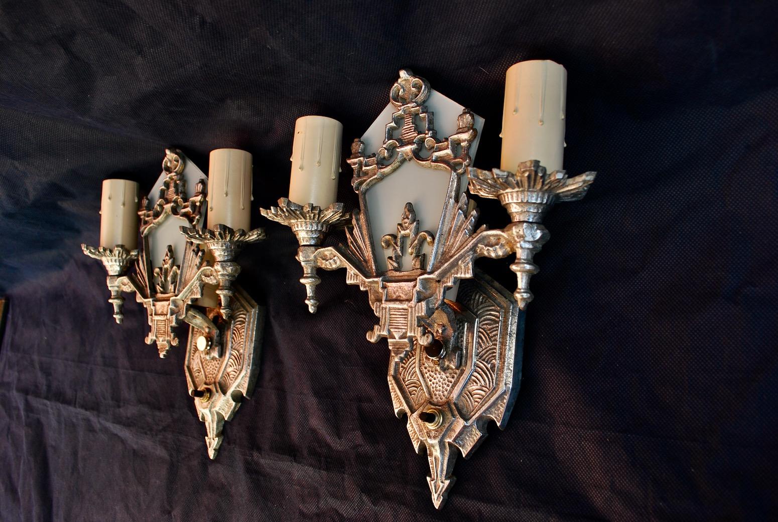 Beautiful Pair of Art Deco Sconces In Good Condition In Los Angeles, CA