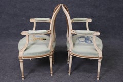 Beautiful Pair of Cane Back French Louis XVI Needlepoint Armchairs