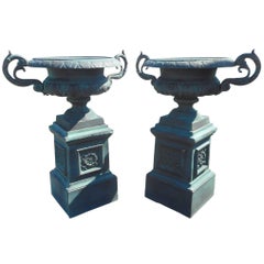 Beautiful Pair of Cast Iron Urns