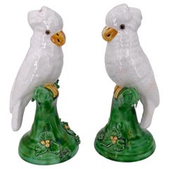 Beautiful Pair of Ceramic Decorative Parrots by Meiselman Made in Italy