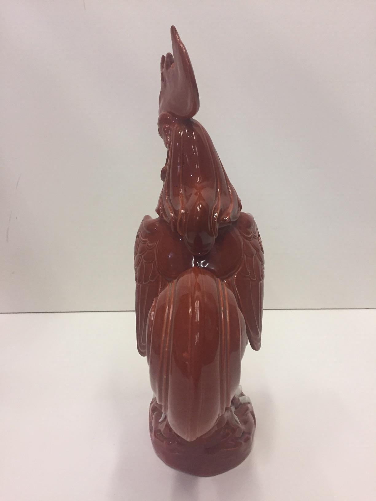 Beautiful Pair of Chinese Brick Red Porcelain Roosters 3