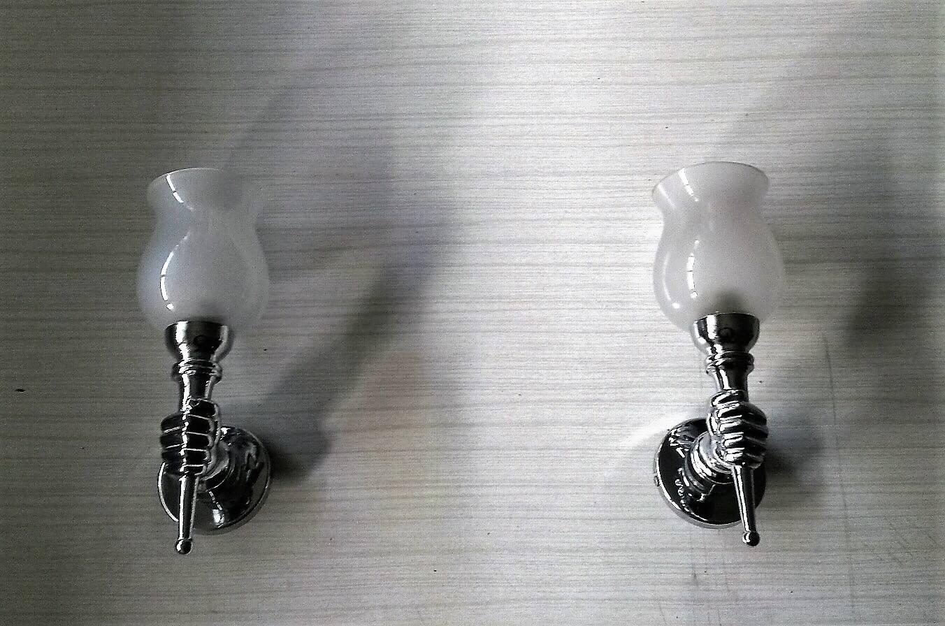 Beautiful Pair of Chromed Bronze French Sconces after Andre Arbus, 1950s 4