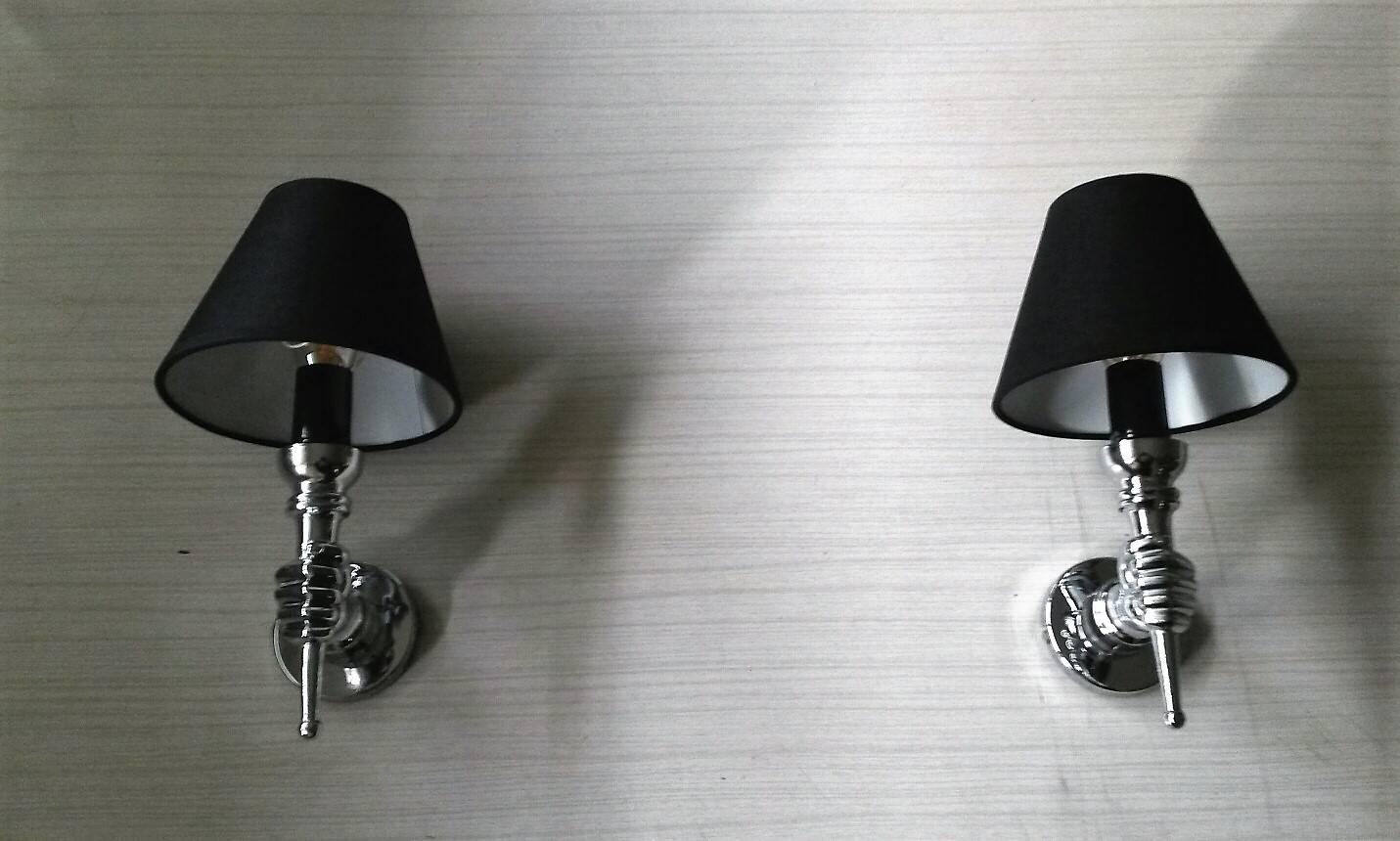 Beautiful Pair of Chromed Bronze French Sconces after Andre Arbus, 1950s In Good Condition In Paris, FR