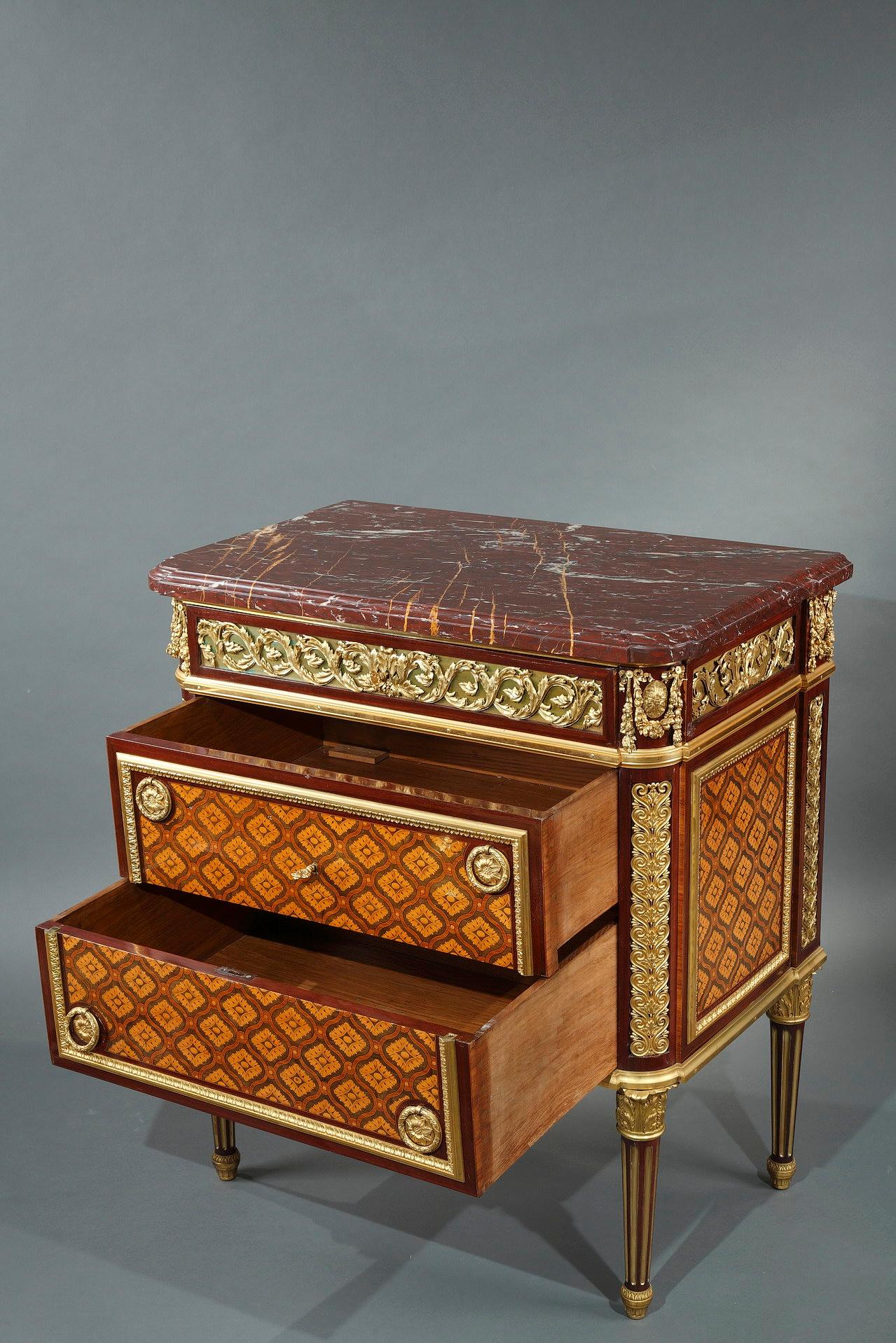Pair of Louis XVI Style Commodes Attributed to Krieger, France, Circa 1880 For Sale 1