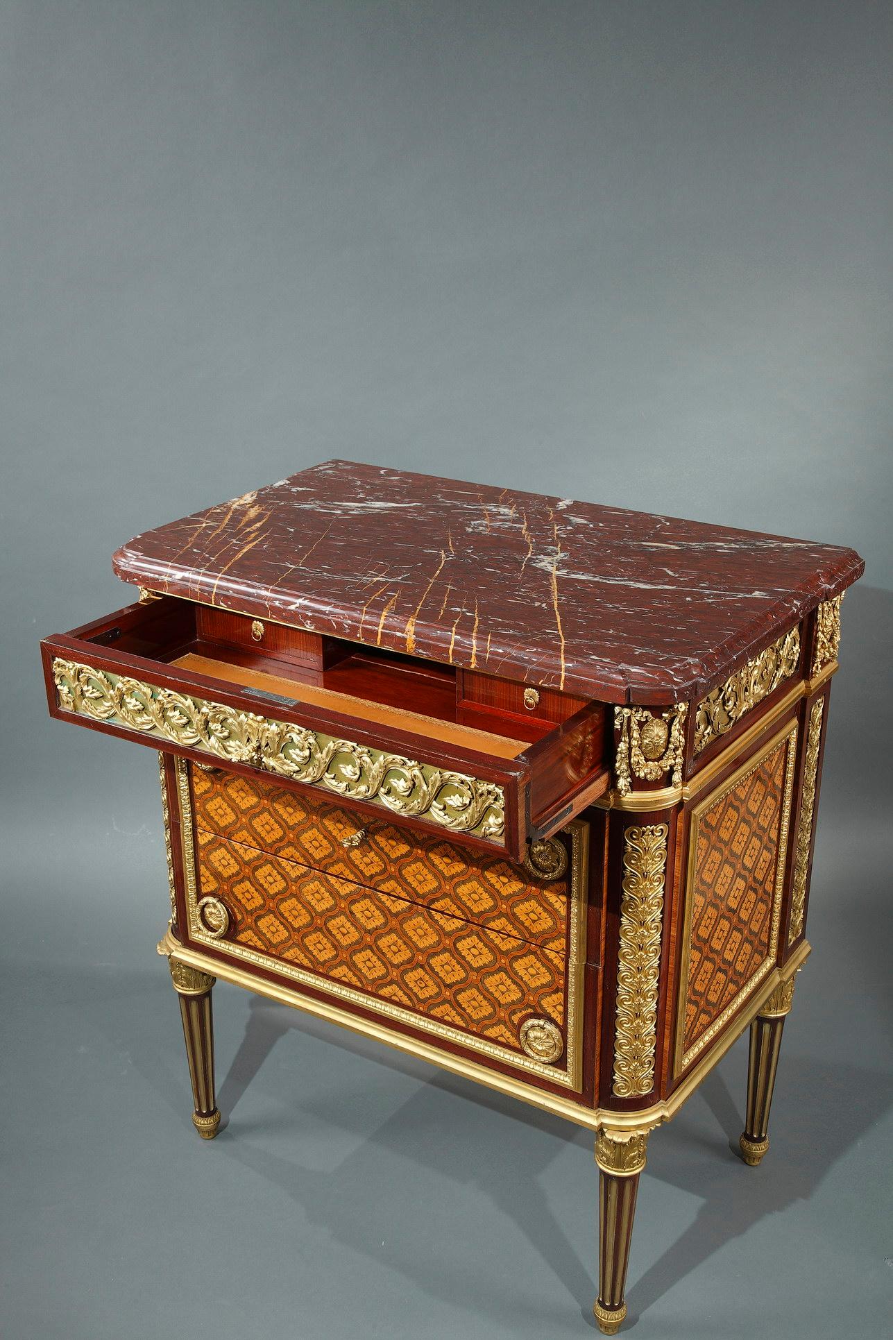 Pair of Louis XVI Style Commodes Attributed to Krieger, France, Circa 1880 For Sale 2