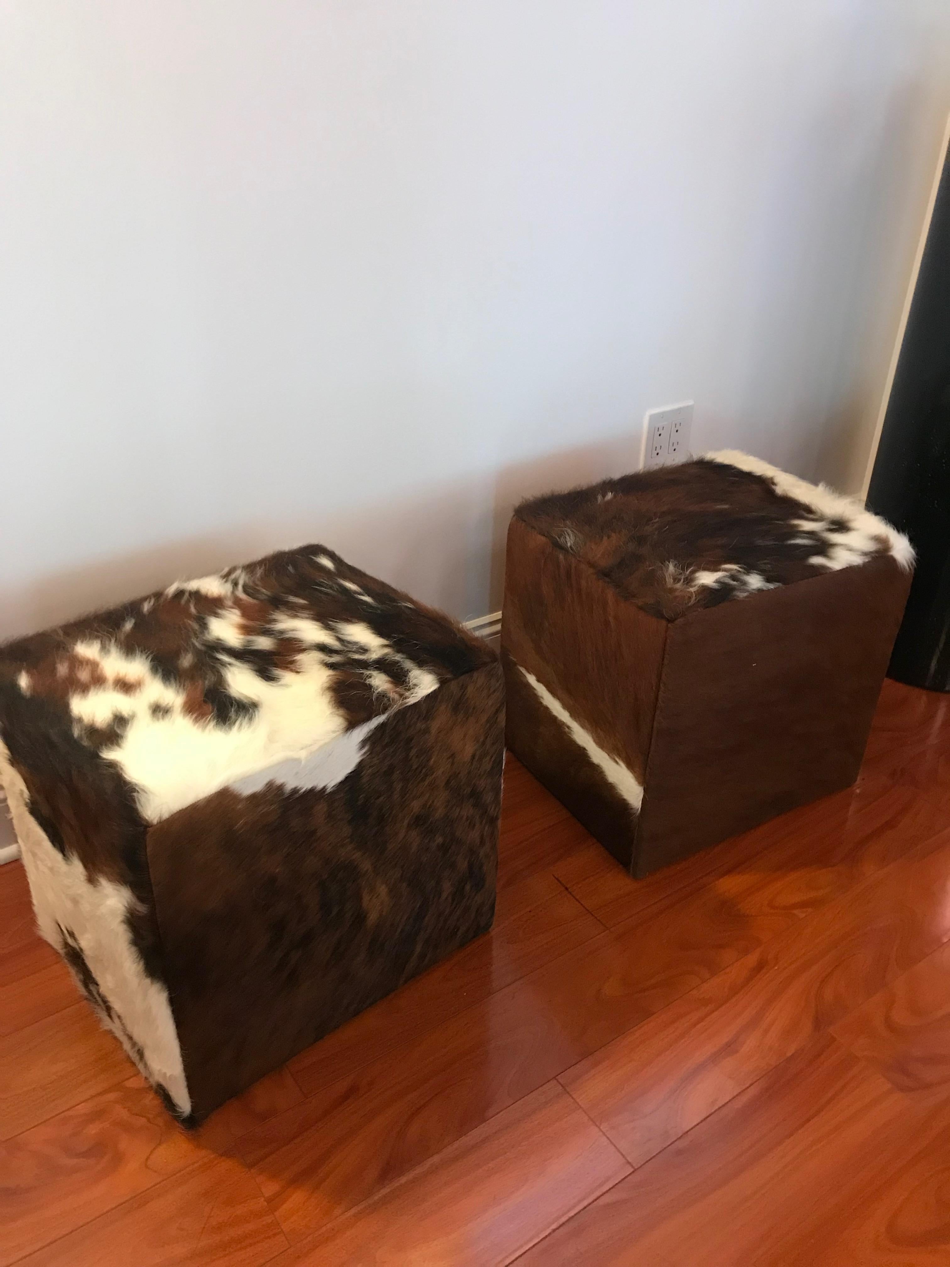 Beautiful Pair of Cow Hide Benches or Ottomans In Excellent Condition In North Bergen, NJ