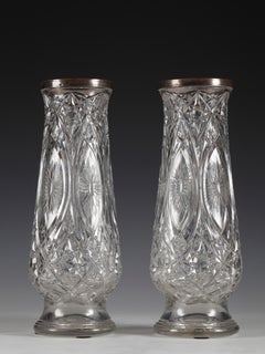 Pair of Crystal Vases Attributed to Baccarat, France, Circa 1920