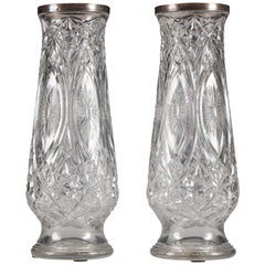 Beautiful Pair of Crystal Vases Attributed to Baccarat, France, Circa 1920