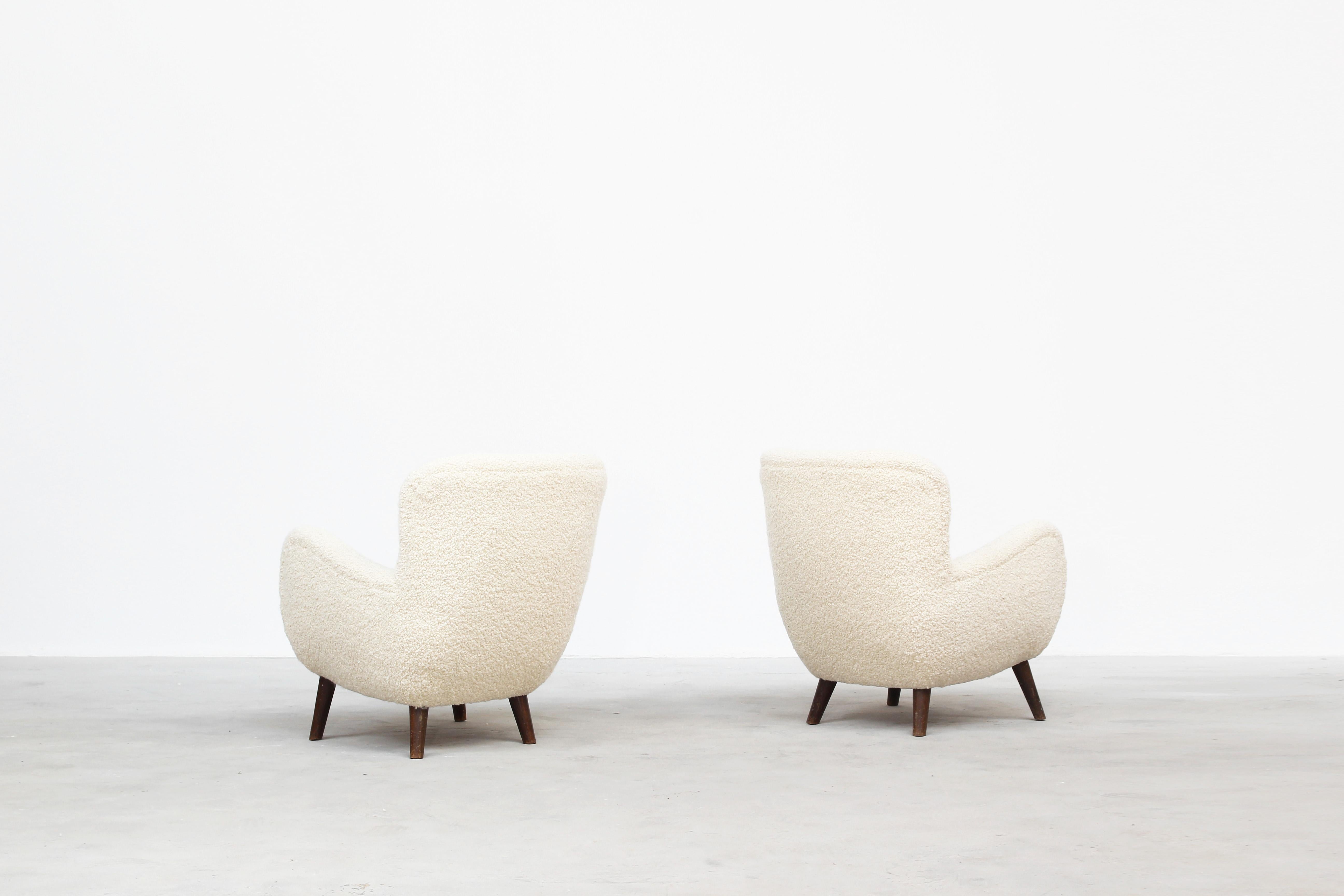 Beautiful Pair of Danish Lounge Chairs, Frits Schlegel Attributed, Denmark, 1940 In Excellent Condition In Berlin, DE