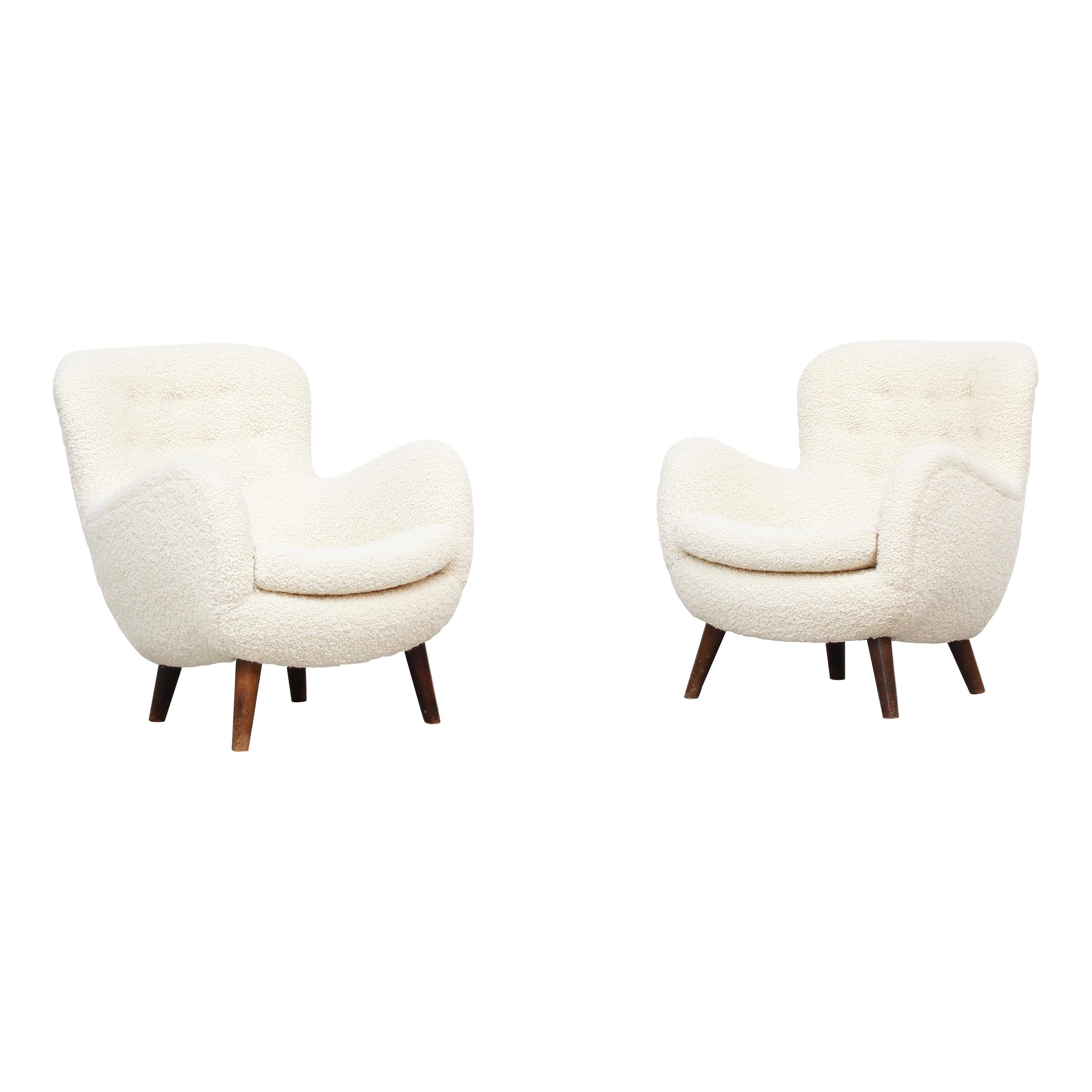 Beautiful Pair of Danish Lounge Chairs, Frits Schlegel Attributed, Denmark, 1940