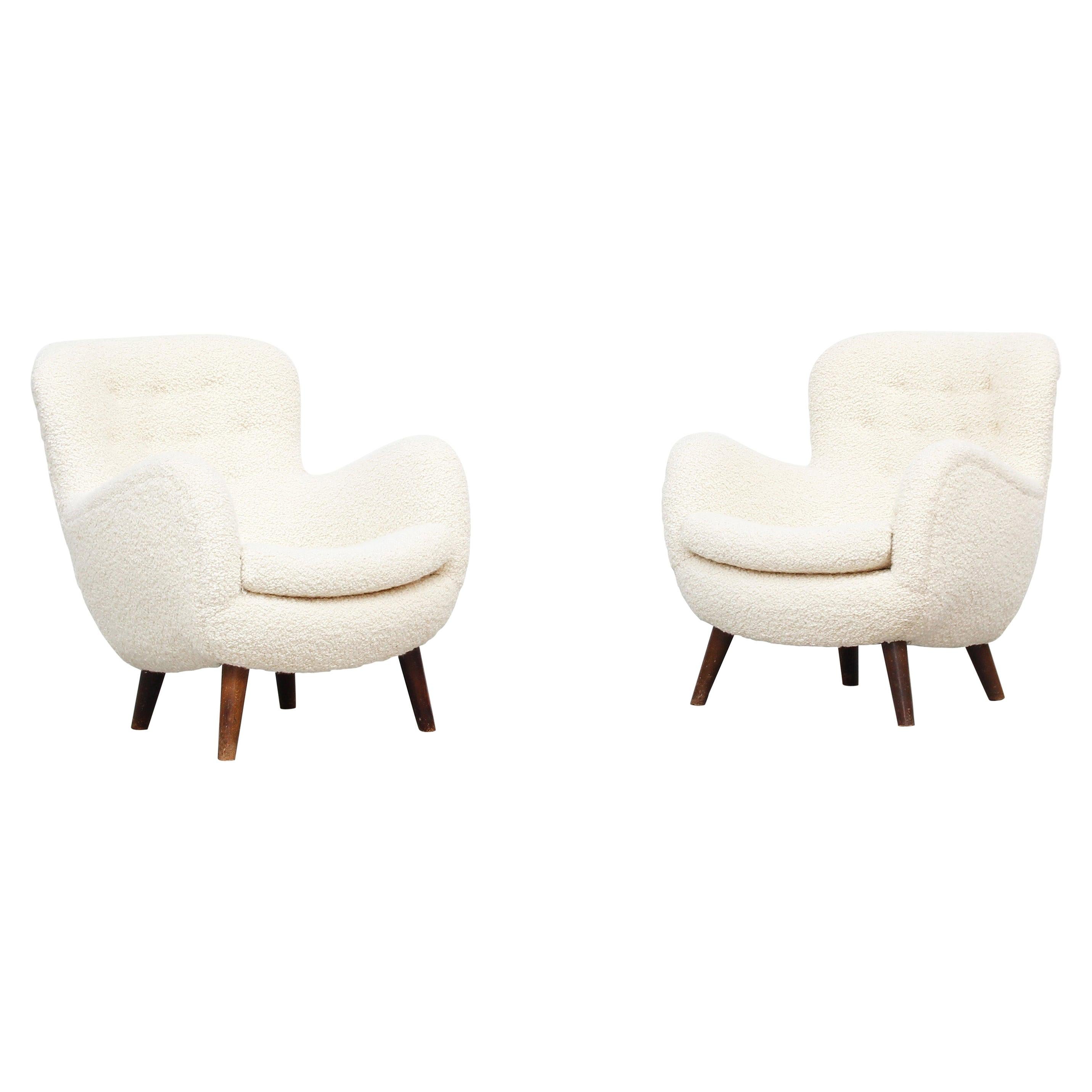 Beautiful Pair of Danish Lounge Chairs, Frits Schlegel, Denmark, 1940