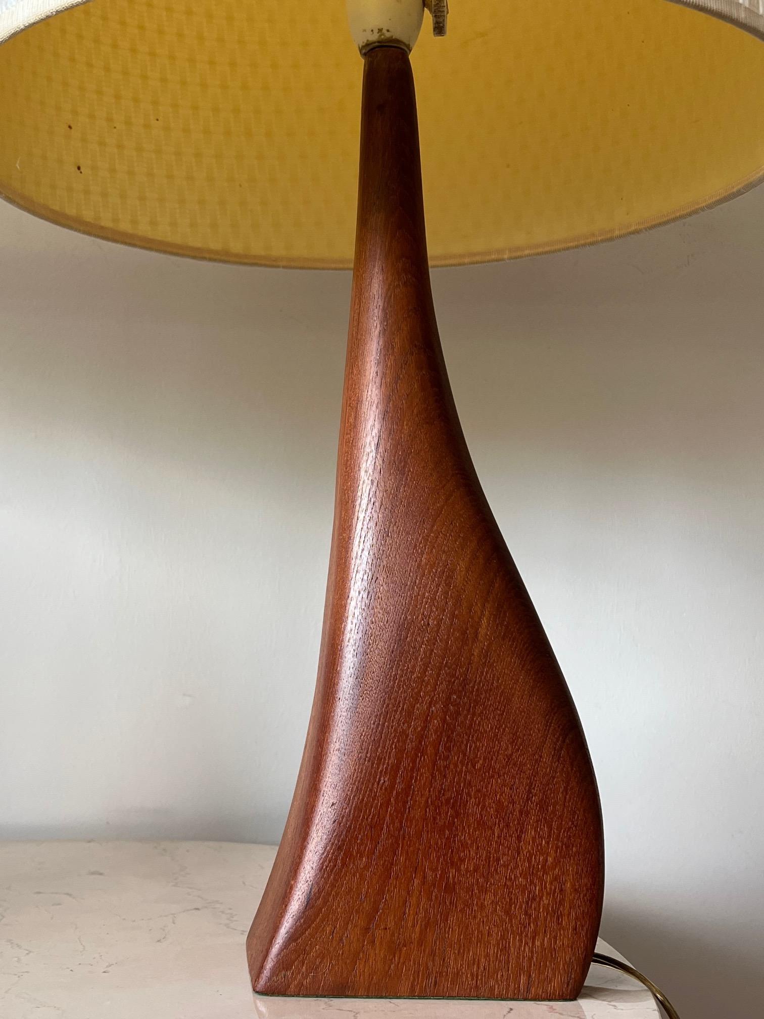 Beautiful Pair of Danish Modern Biomorphic Teak Lamps by Johannes Aasbjerg For Sale 10