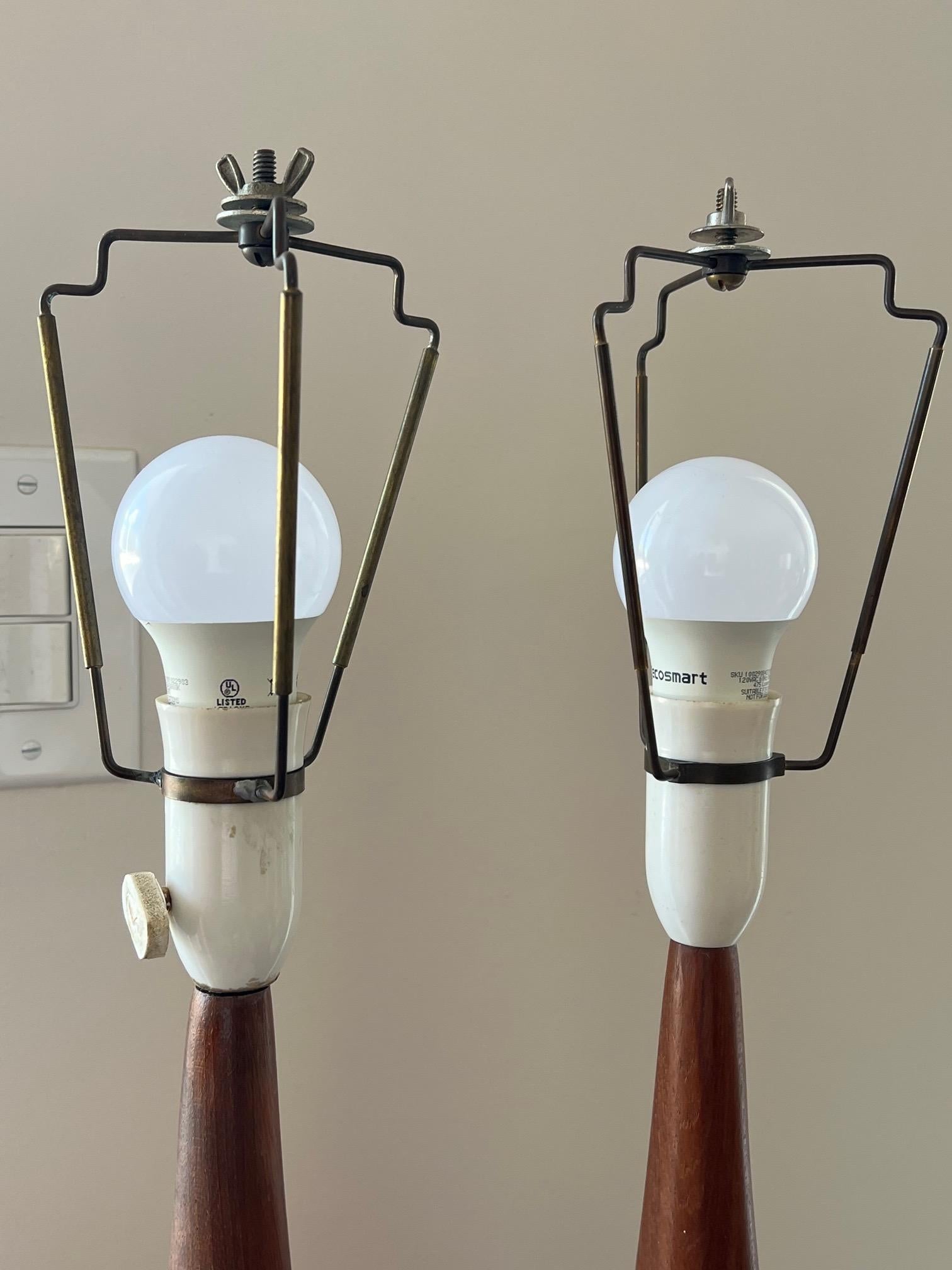 Beautiful Pair of Danish Modern Biomorphic Teak Lamps by Johannes Aasbjerg For Sale 2