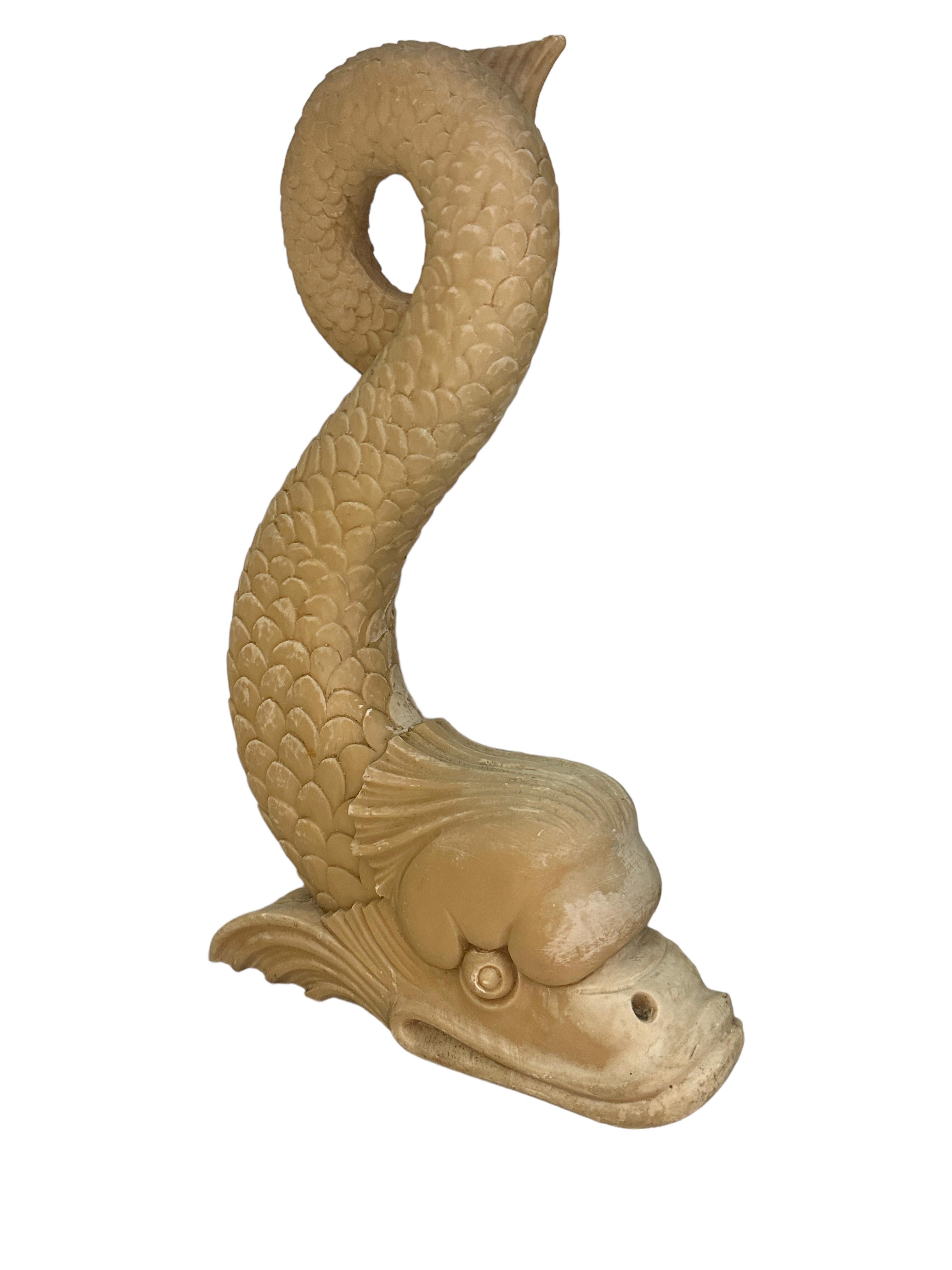 Beautiful Pair of Dolphin Fish Koi Marble Stands Decorative Item, 20th Century For Sale 1