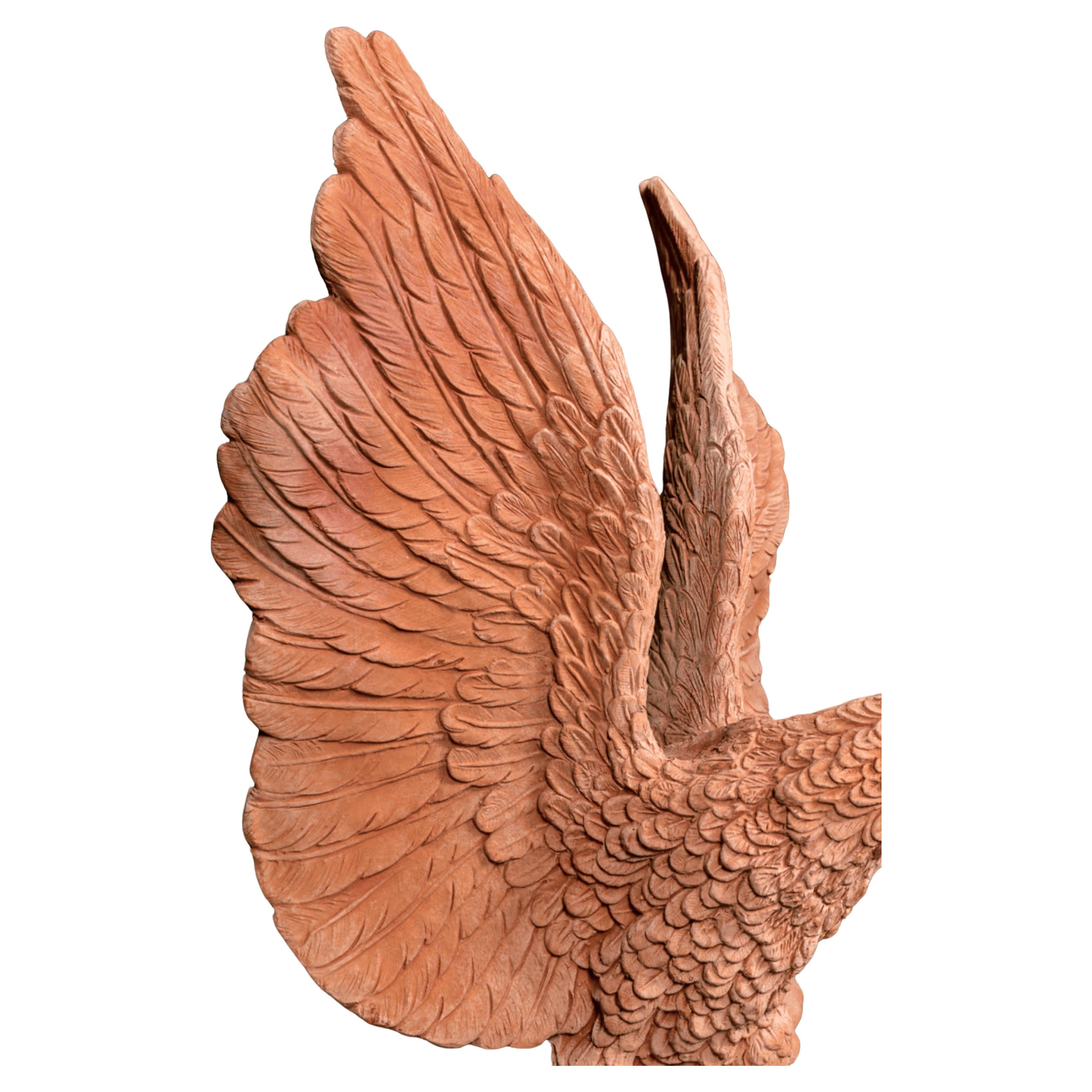 Moderno Bellissima coppia di aquile di grandi dimensioni in terracotta Impruneta del XX secolo in vendita