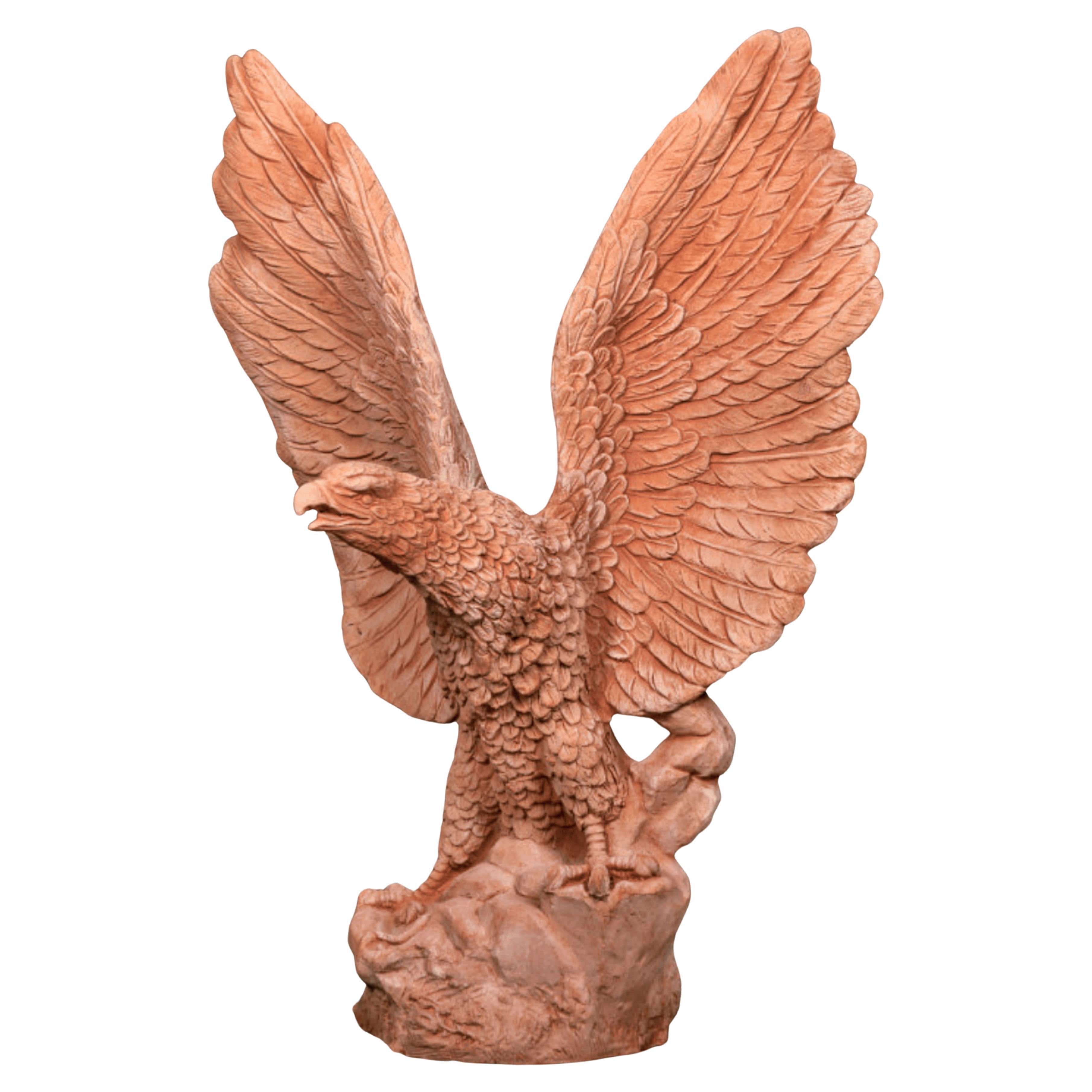Bellissima coppia di aquile di grandi dimensioni in terracotta Impruneta del XX secolo In condizioni buone in vendita a Madrid, ES